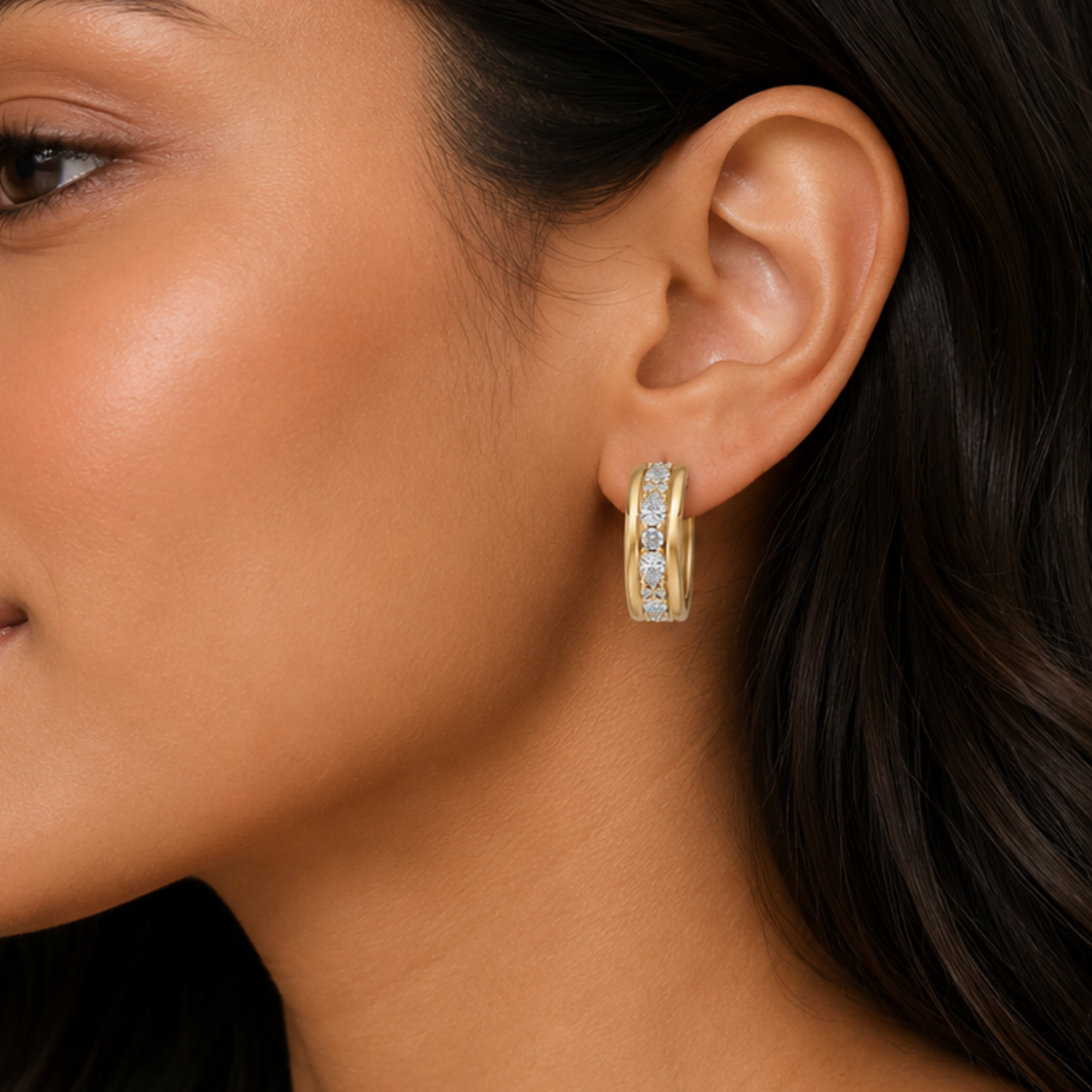 Luxe Diamond Huggie Earrings in 14K Gold