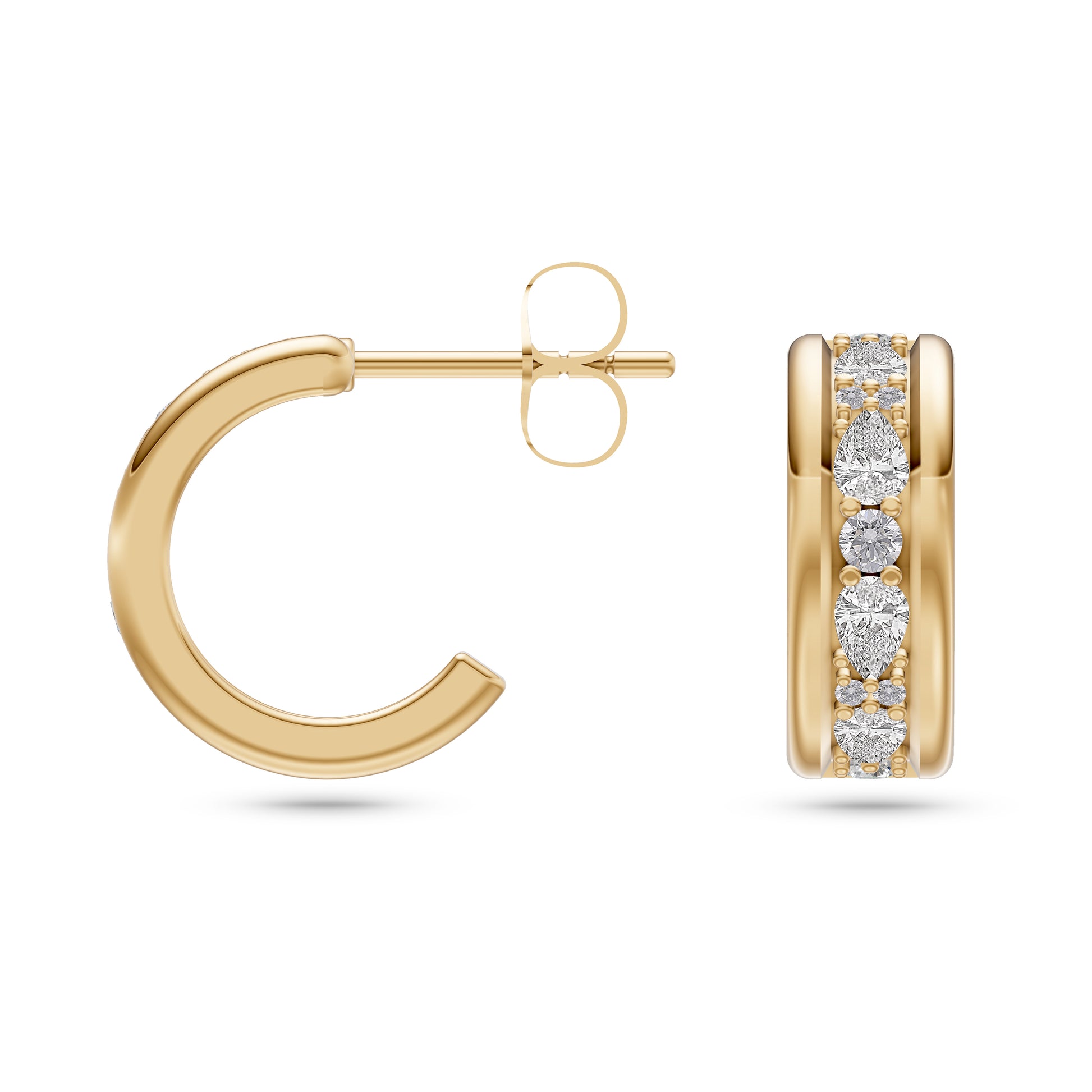 Luxe Diamond Huggie Earrings in 14K Gold
