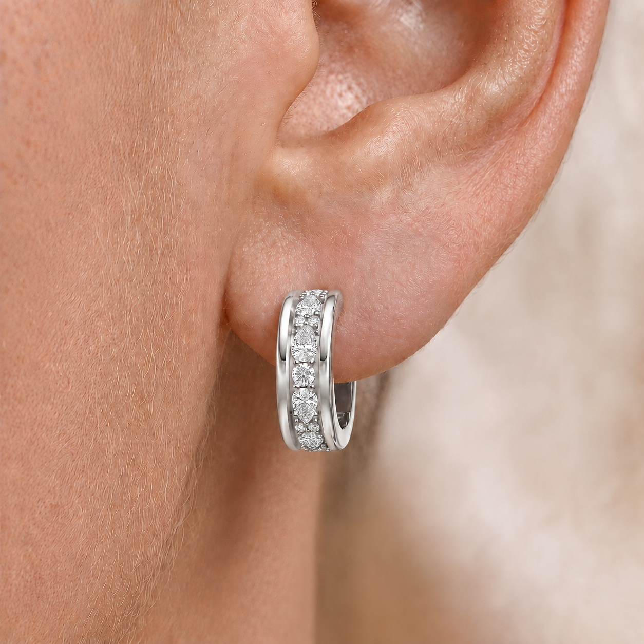 Luxe Diamond Huggie Earrings in 14K Gold