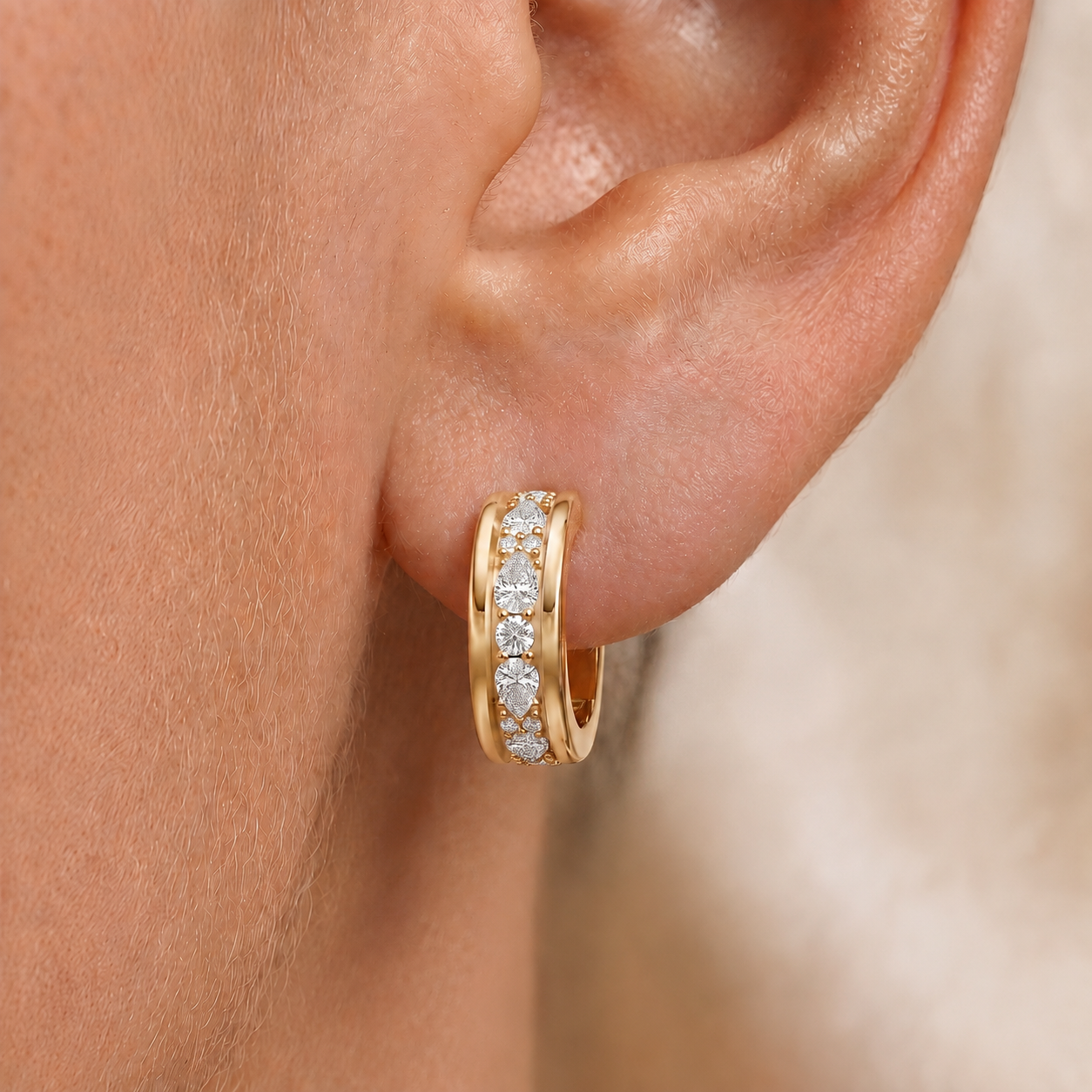 Luxe Diamond Huggie Earrings in 14K Gold