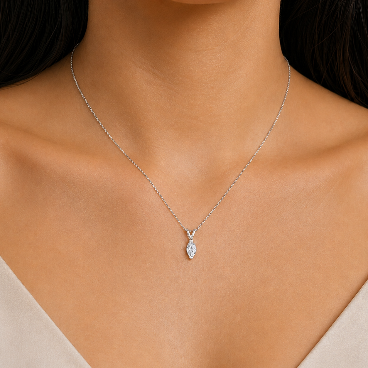 Luxurious Marquise Diamond Necklace in 14K Gold