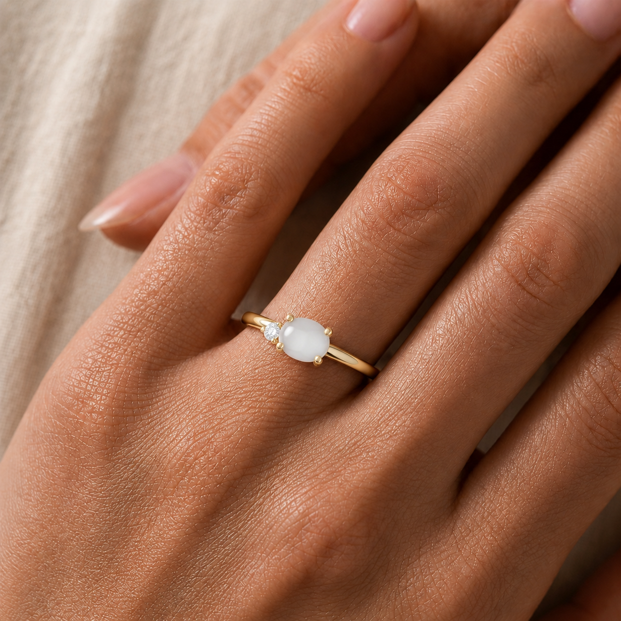 Luxury Opal and Diamond Ring in 14K Gold