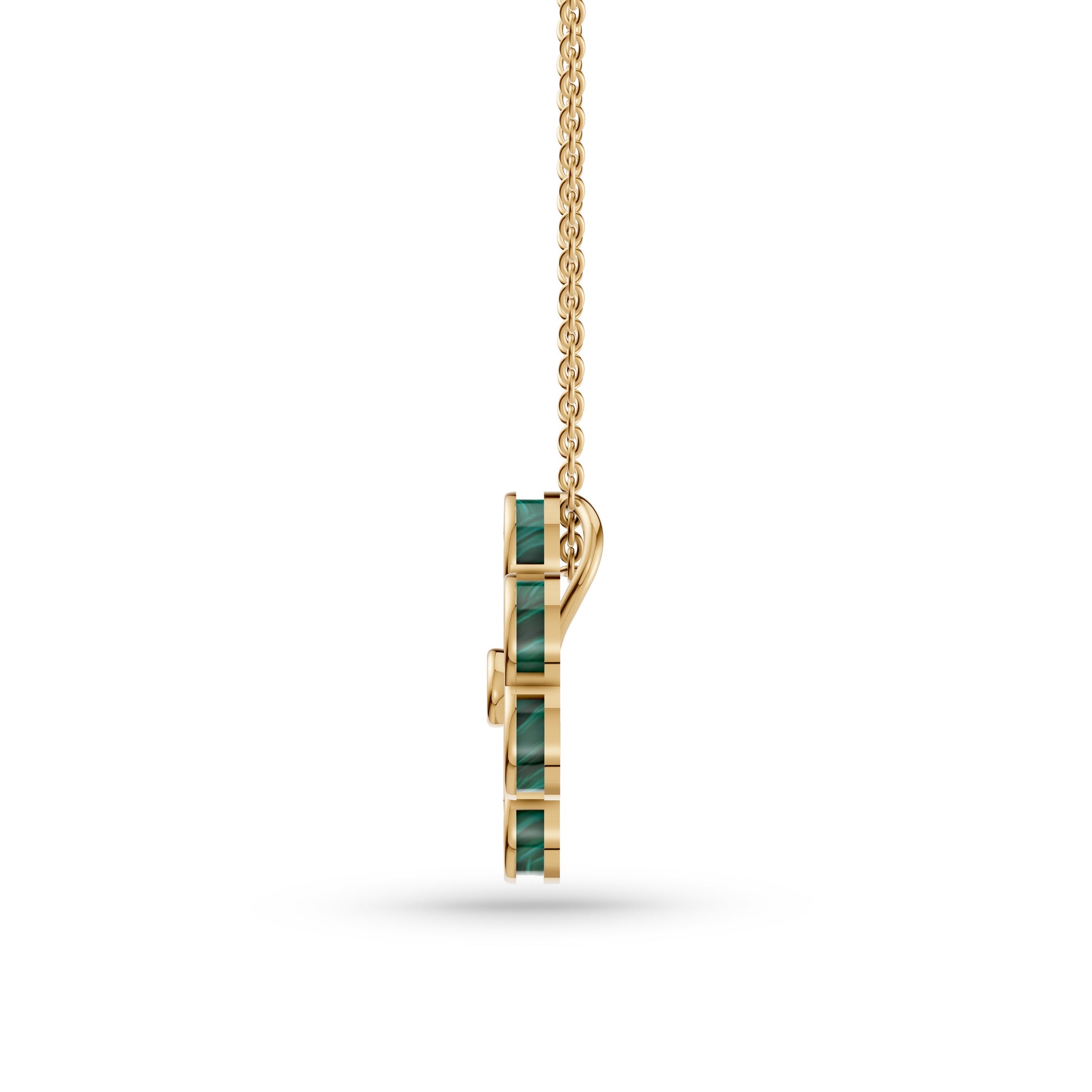 Malachite Blossom Diamond Necklace In 14K Gold