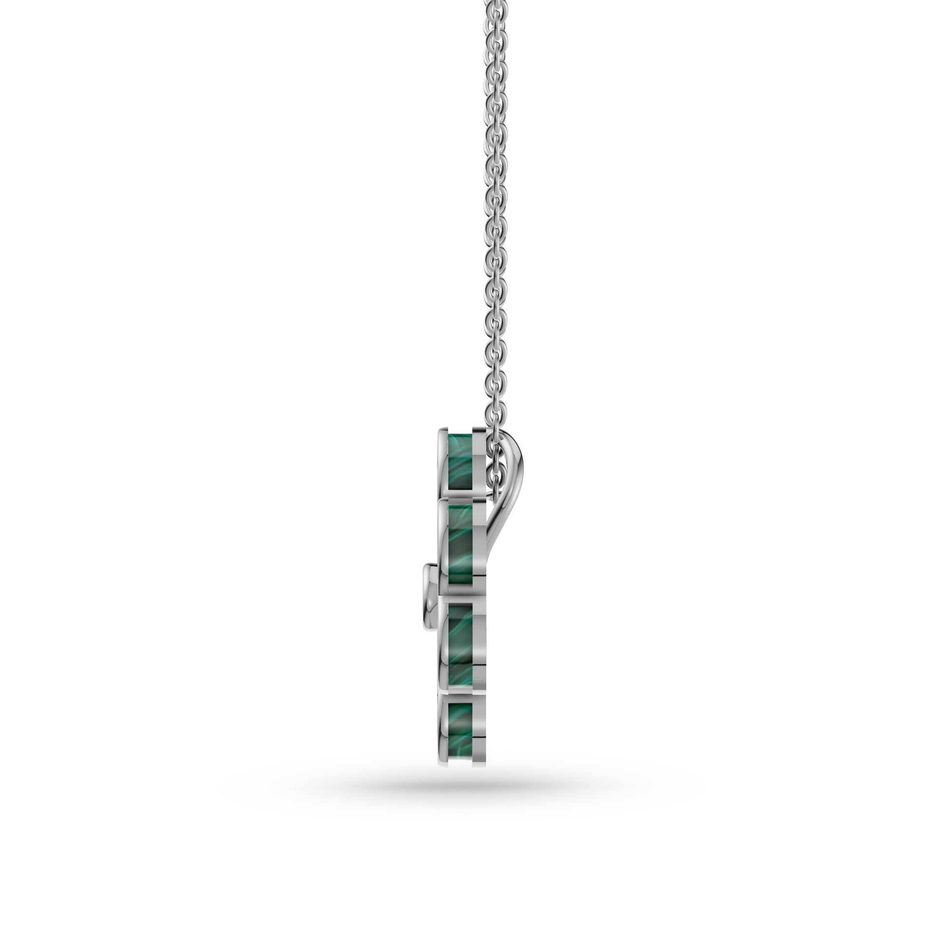 Malachite Blossom Diamond Necklace In 14K Gold