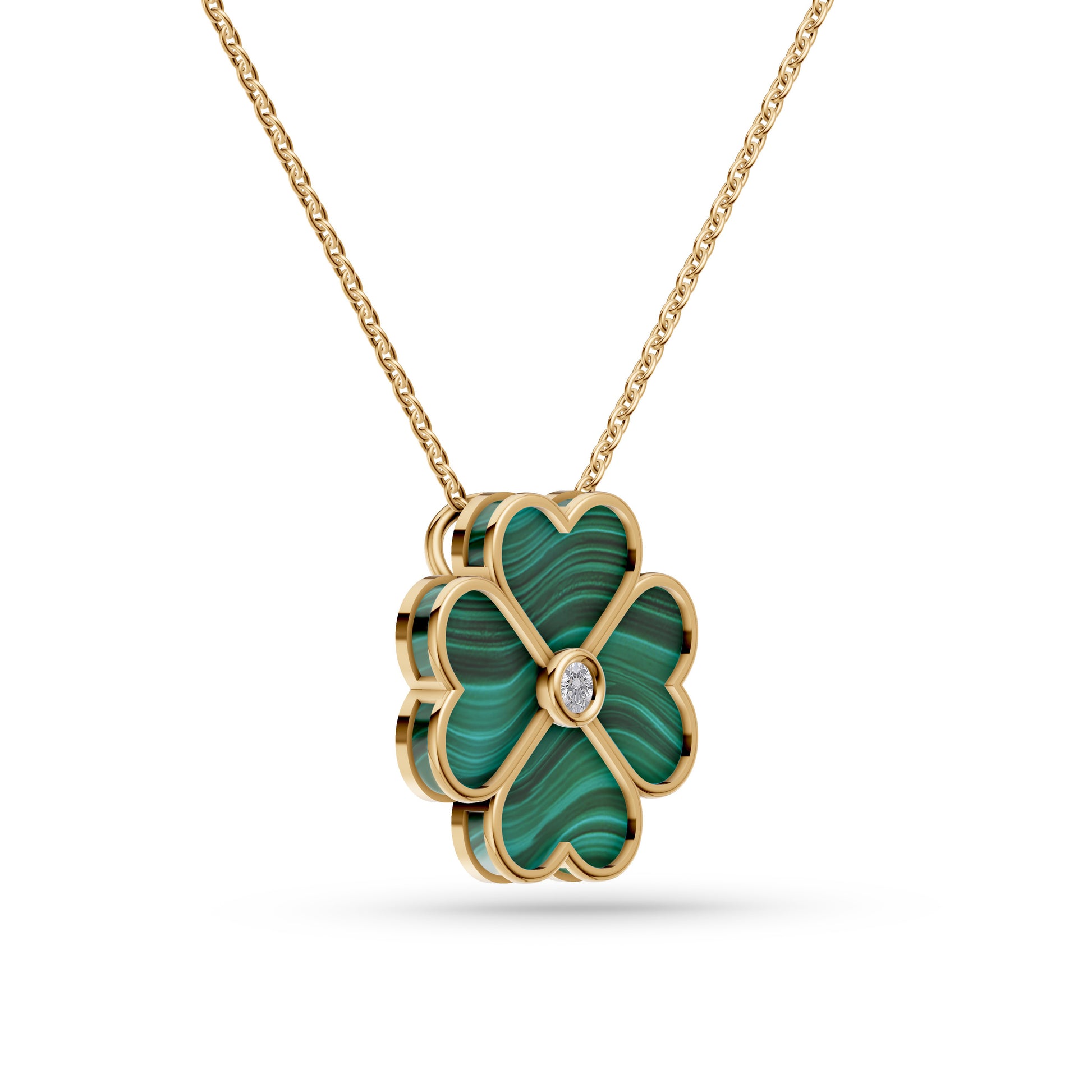 Malachite Blossom Diamond Necklace In 14K Gold