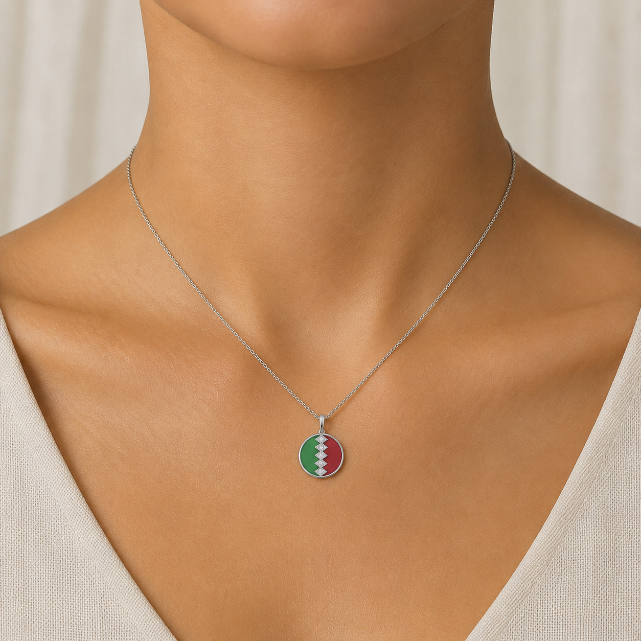 Malachite & Chalcedony Diamond Pendant in 14K Gold