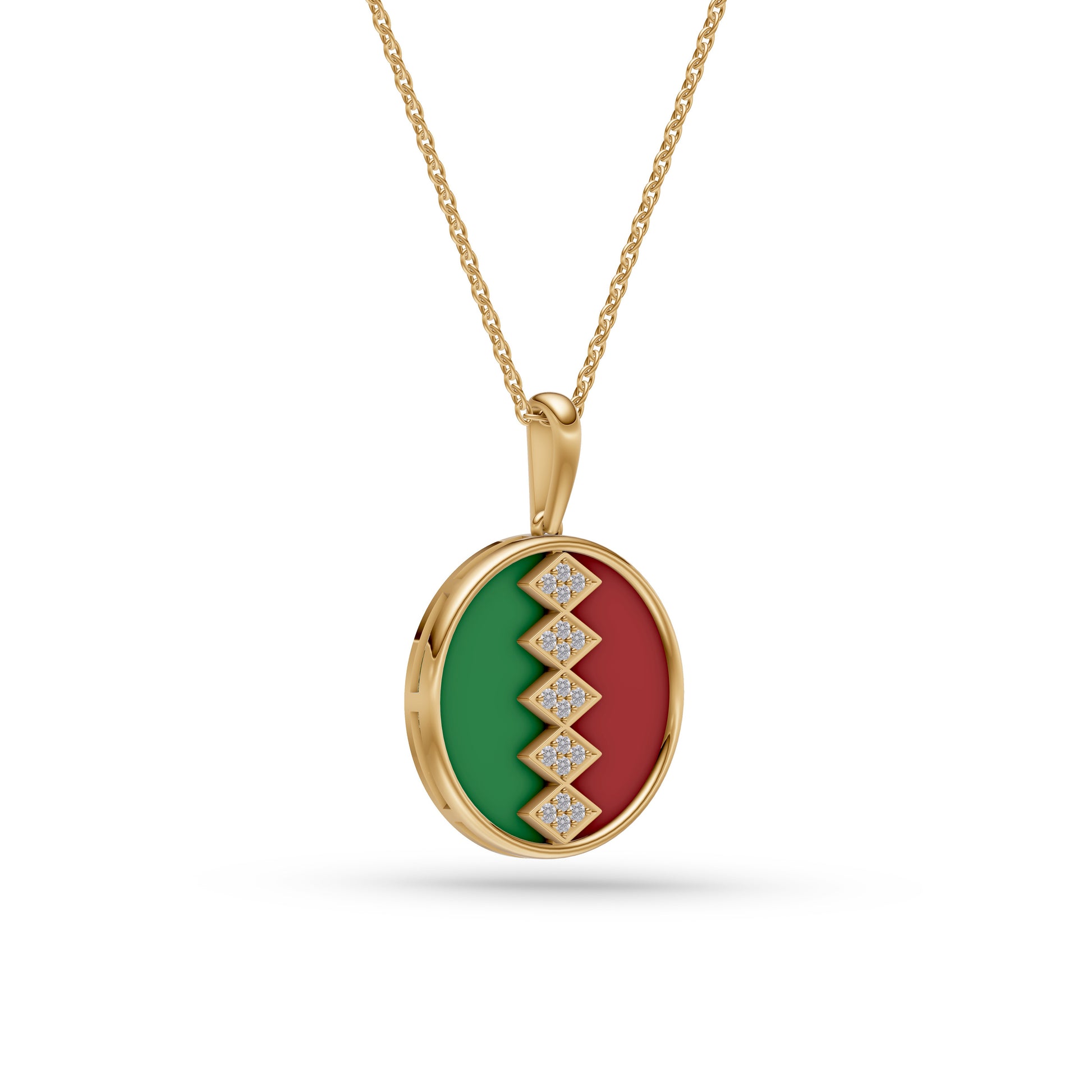 Malachite & Chalcedony Diamond Pendant in 14K Gold