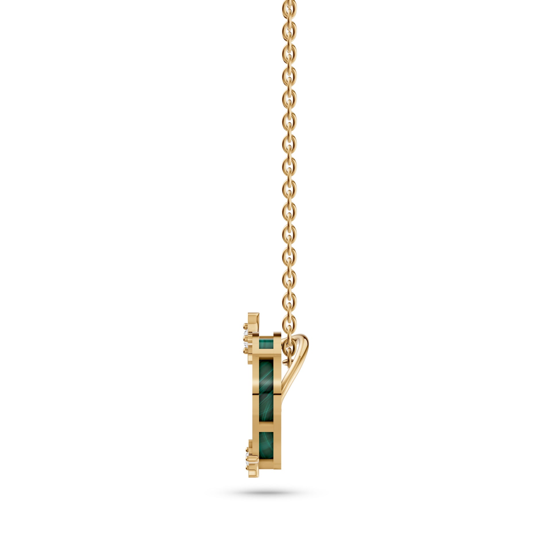 Malachite Heart Charm Necklace In 14K Gold
