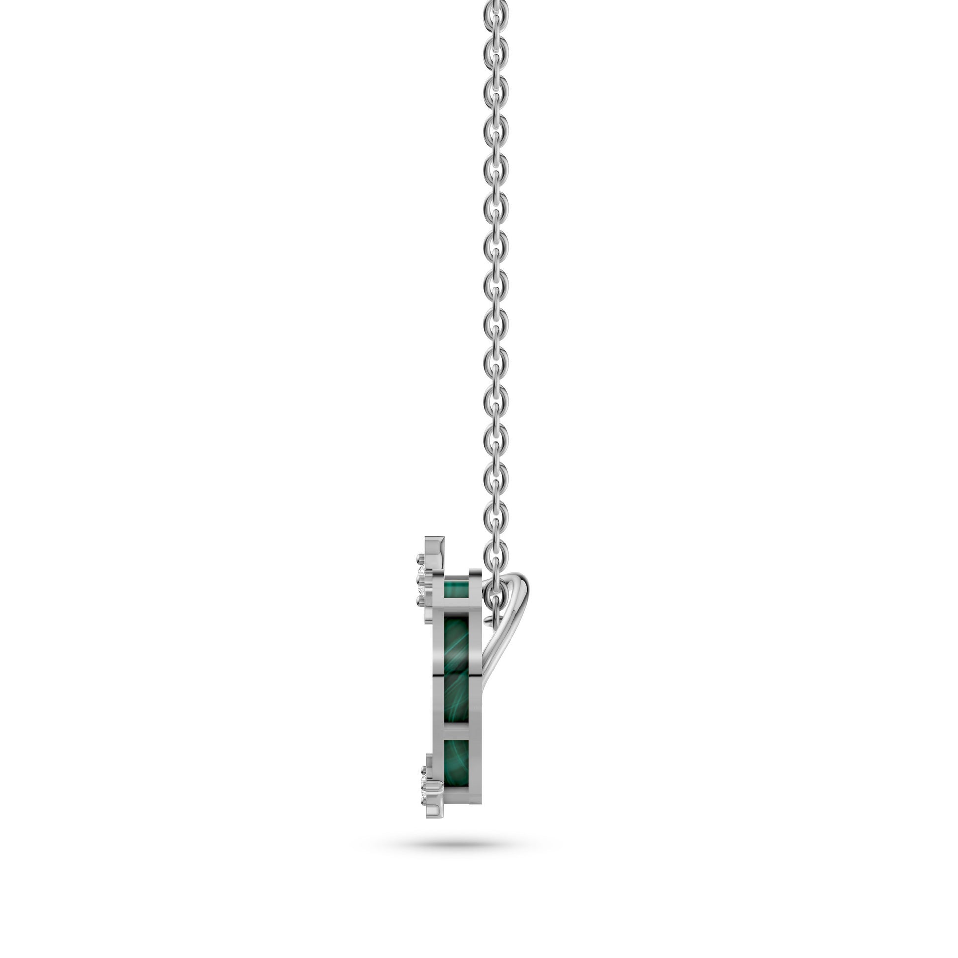 Malachite Heart Charm Necklace In 14K Gold