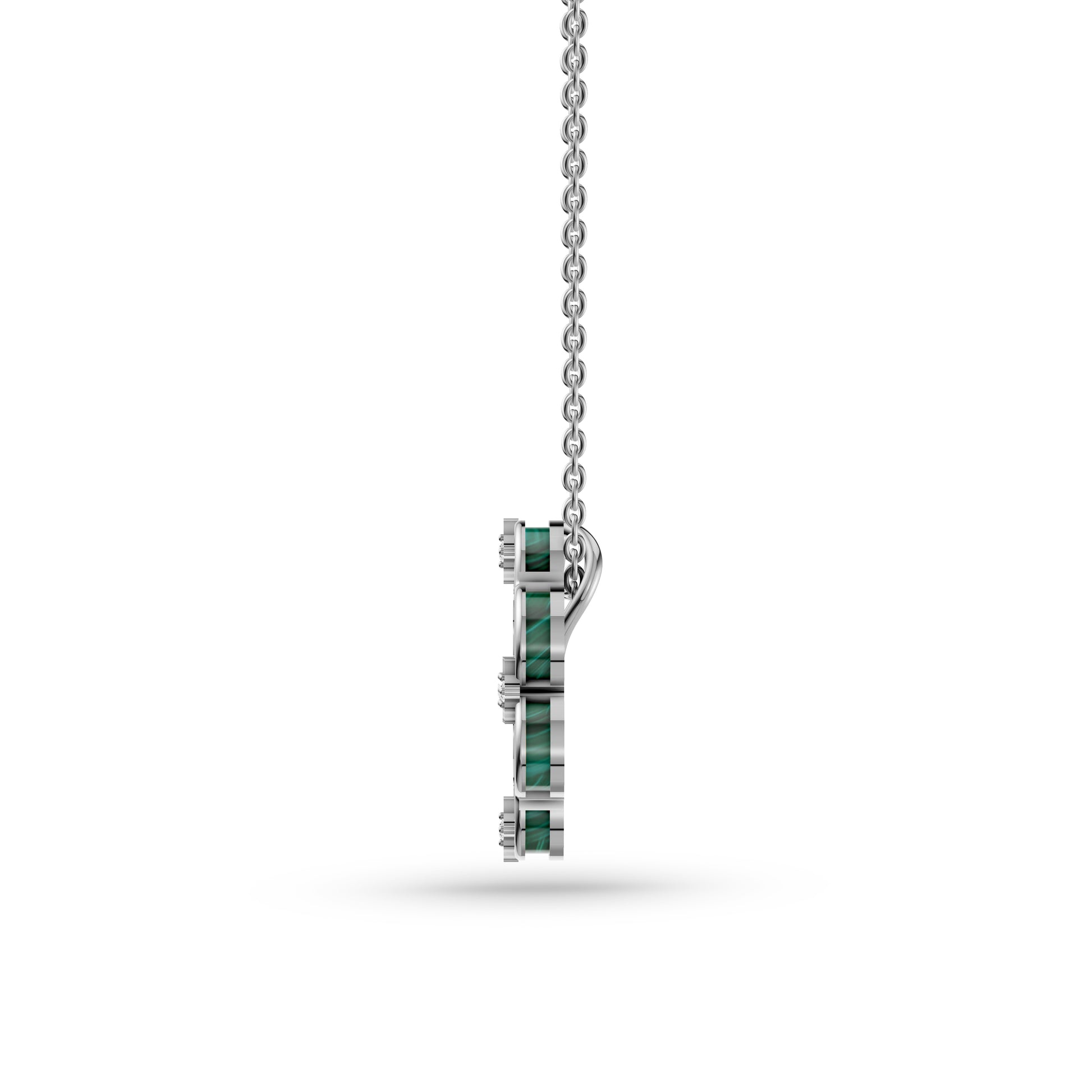 Malachite Shield Diamond Pendant Necklace In 14K Gold