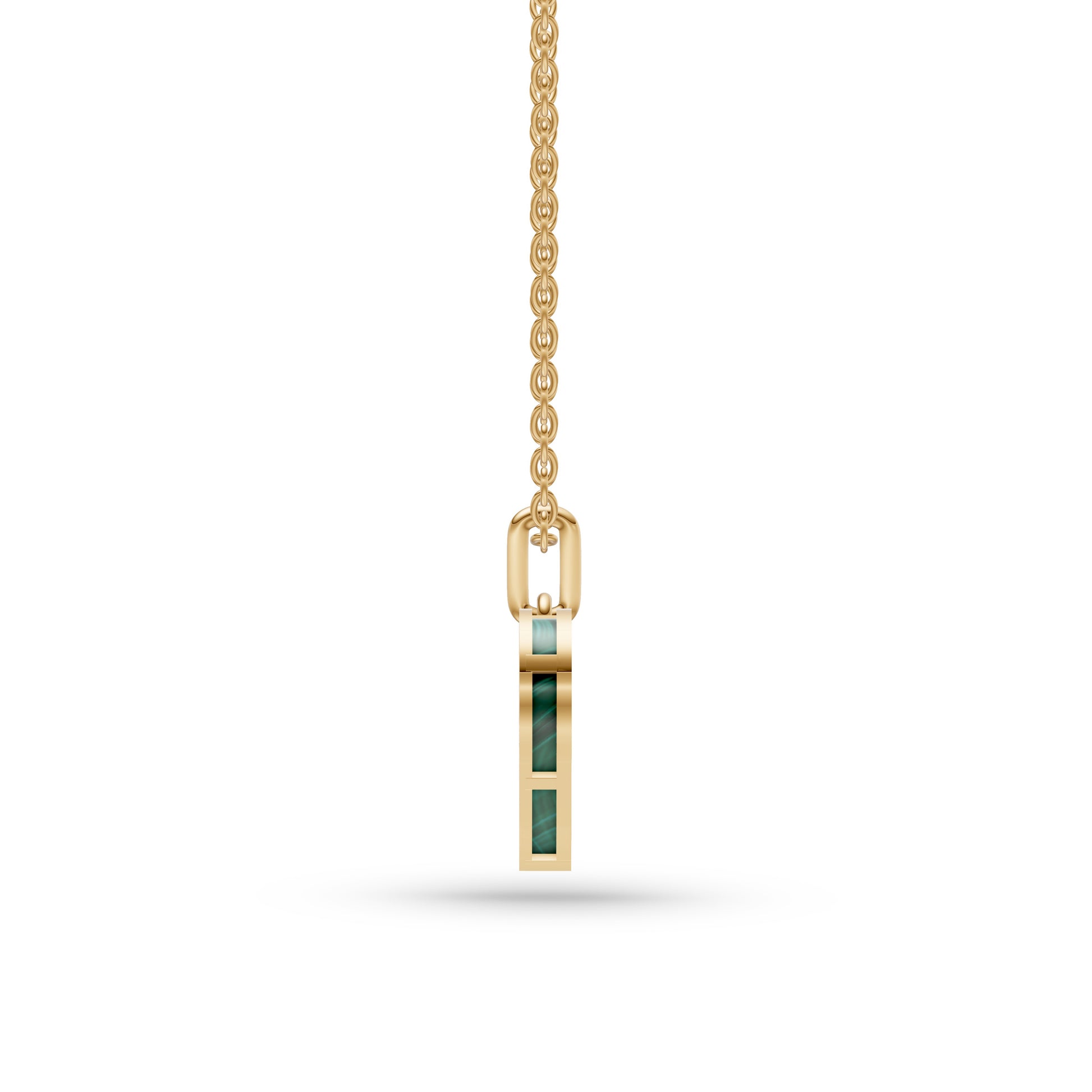 Malachite Sunburst Heart Necklace In 14K Gold