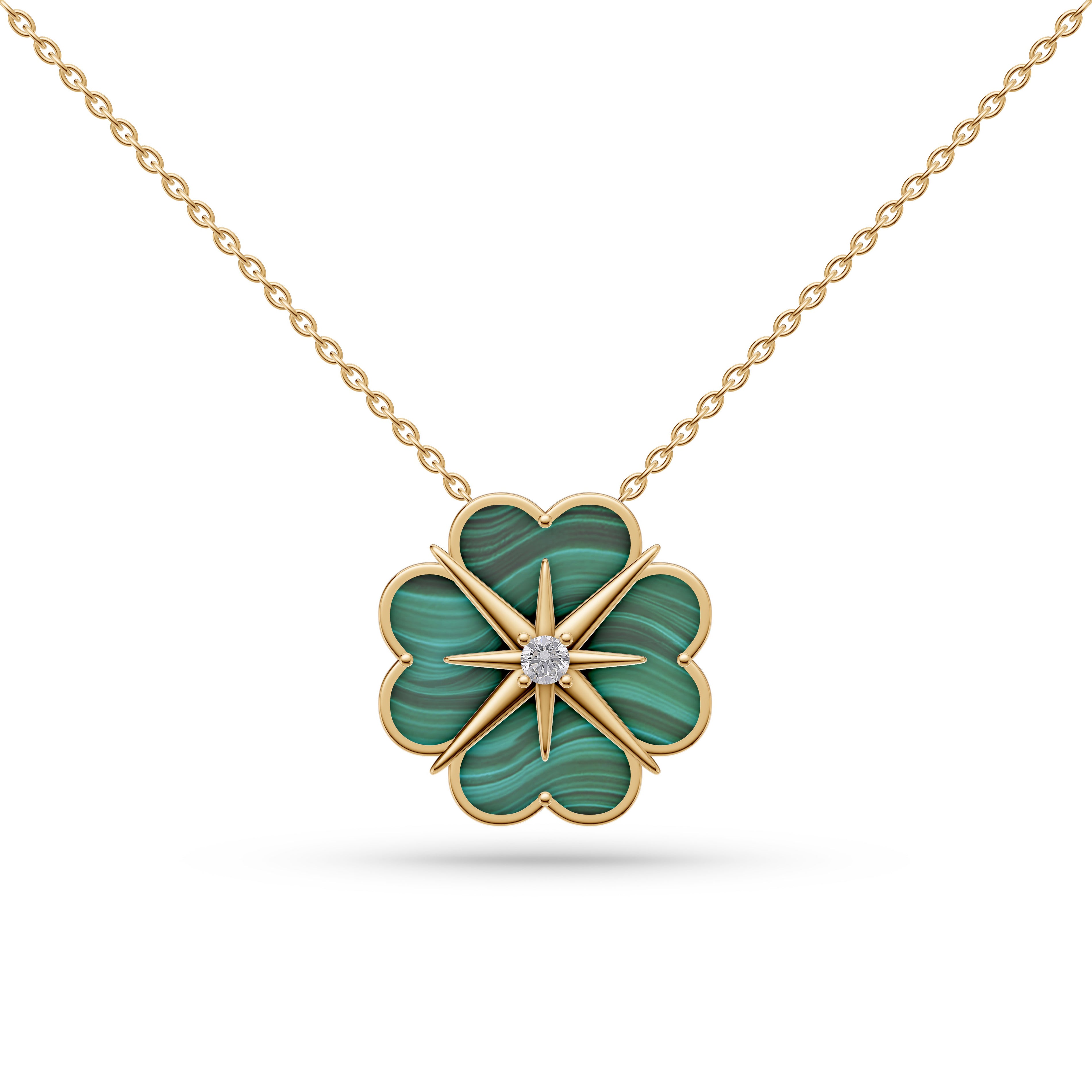 Malachite Victor Diamond Pendant in 14K Gold