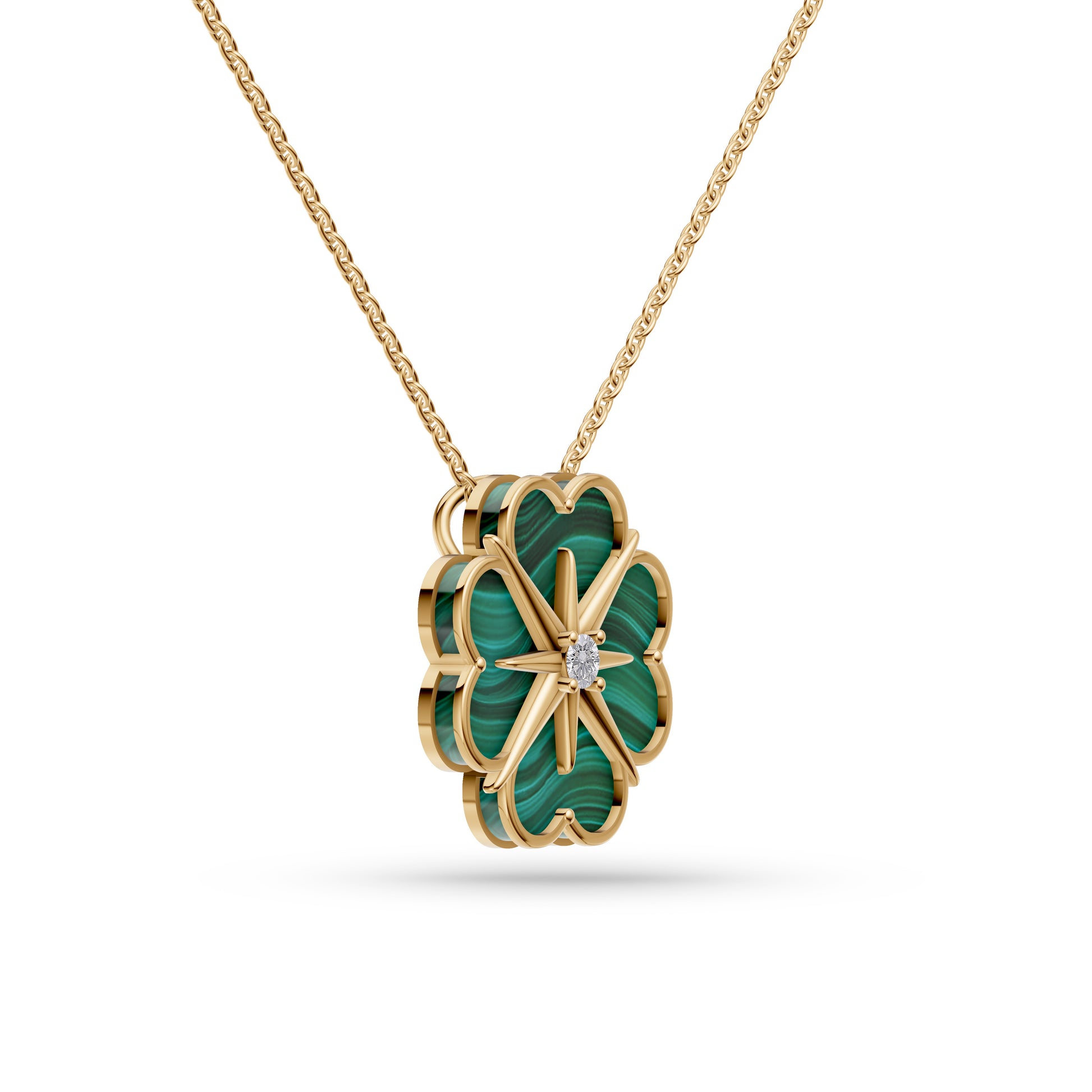 Malachite Victor Diamond Pendant in 14K Gold