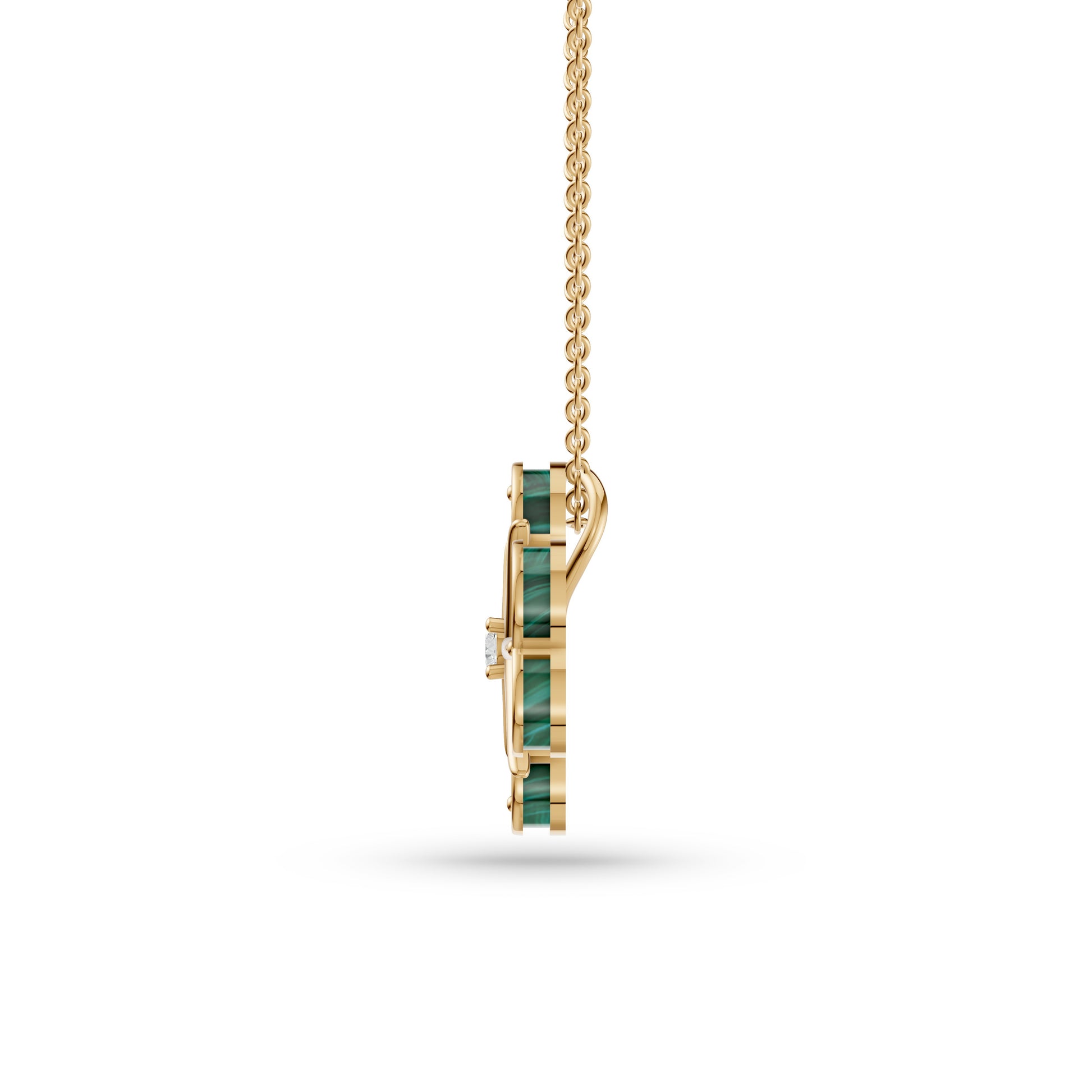 Malachite Victor Diamond Pendant in 14K Gold