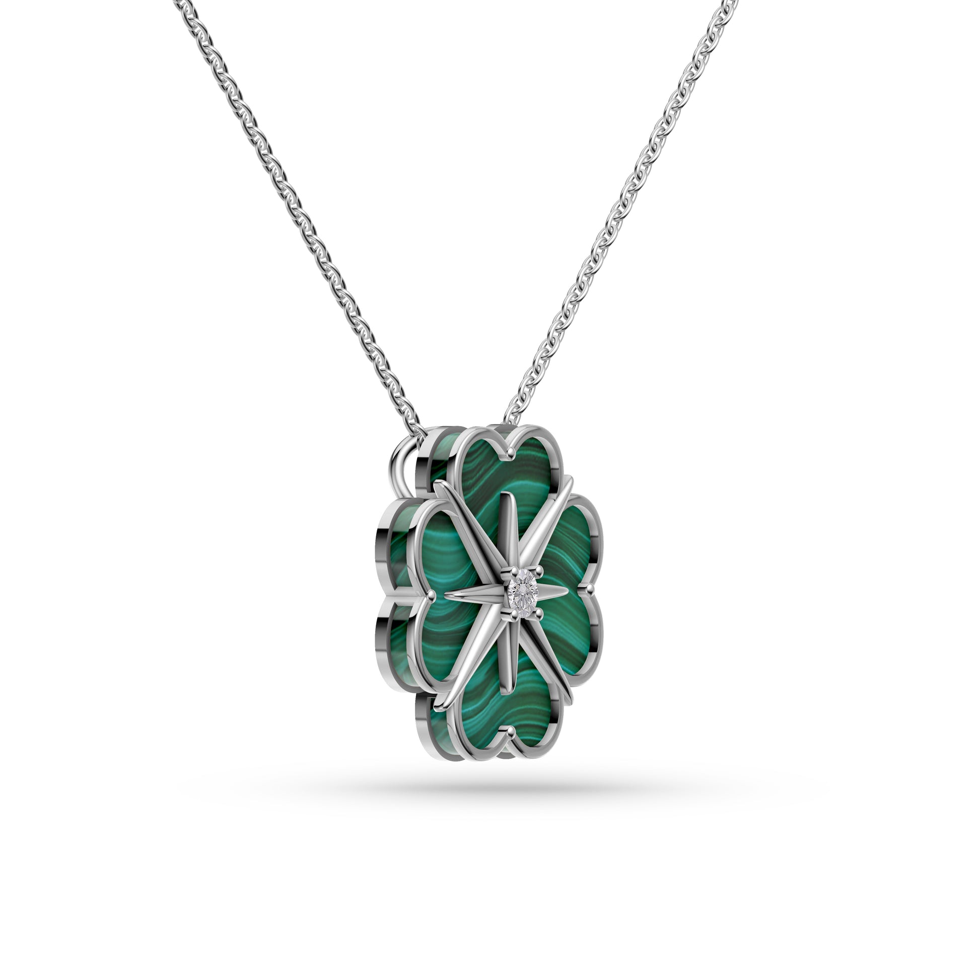 Malachite Victor Diamond Pendant in 14K Gold