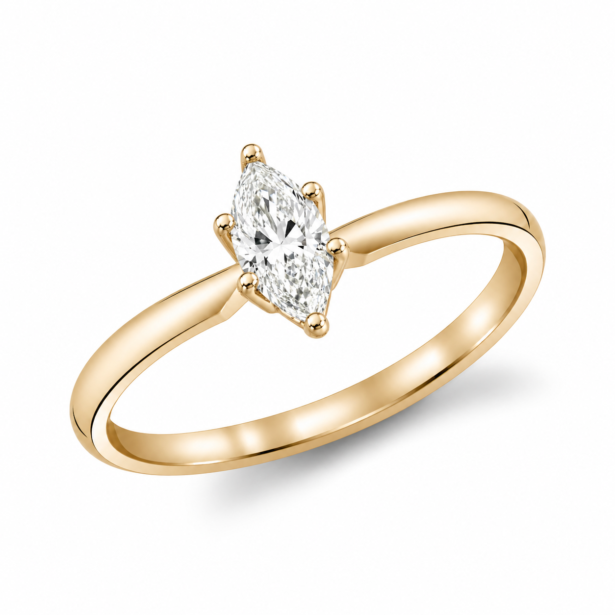 Marquise-Shaped Diamond Ring in 14K Gold