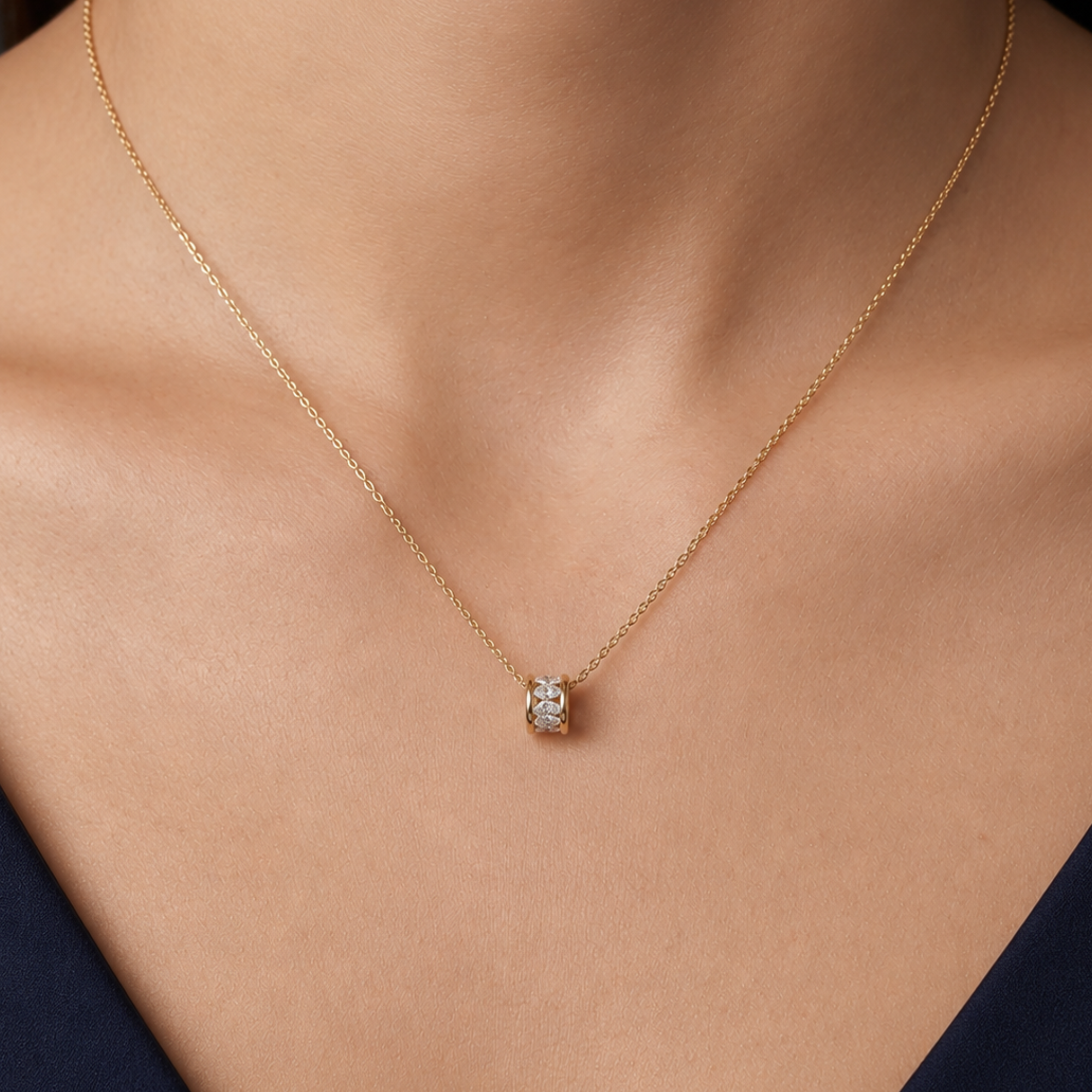 Marquise Diamond Bar Necklace in 14K Gold