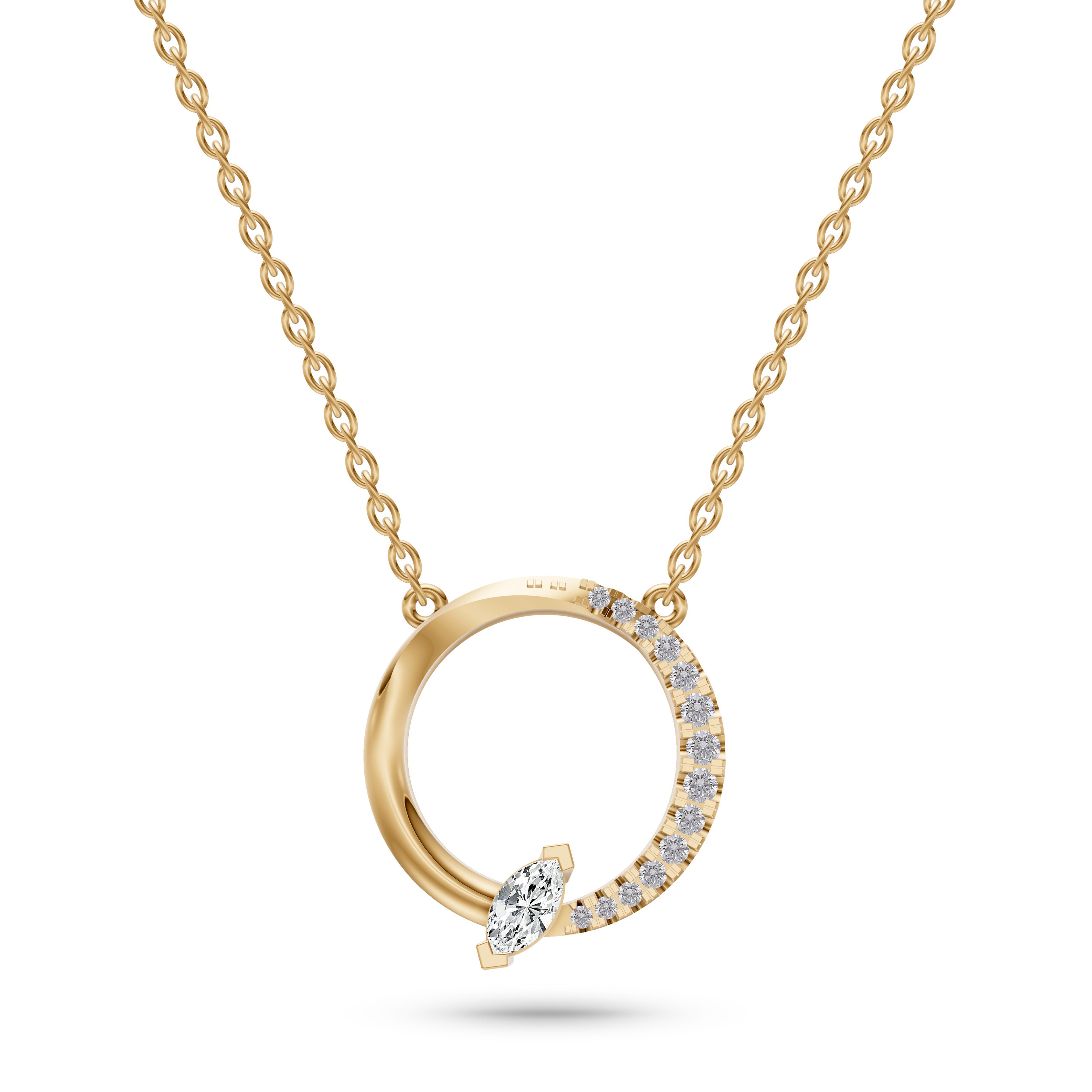 Marquise Diamond Circle Necklace in 14K Gold