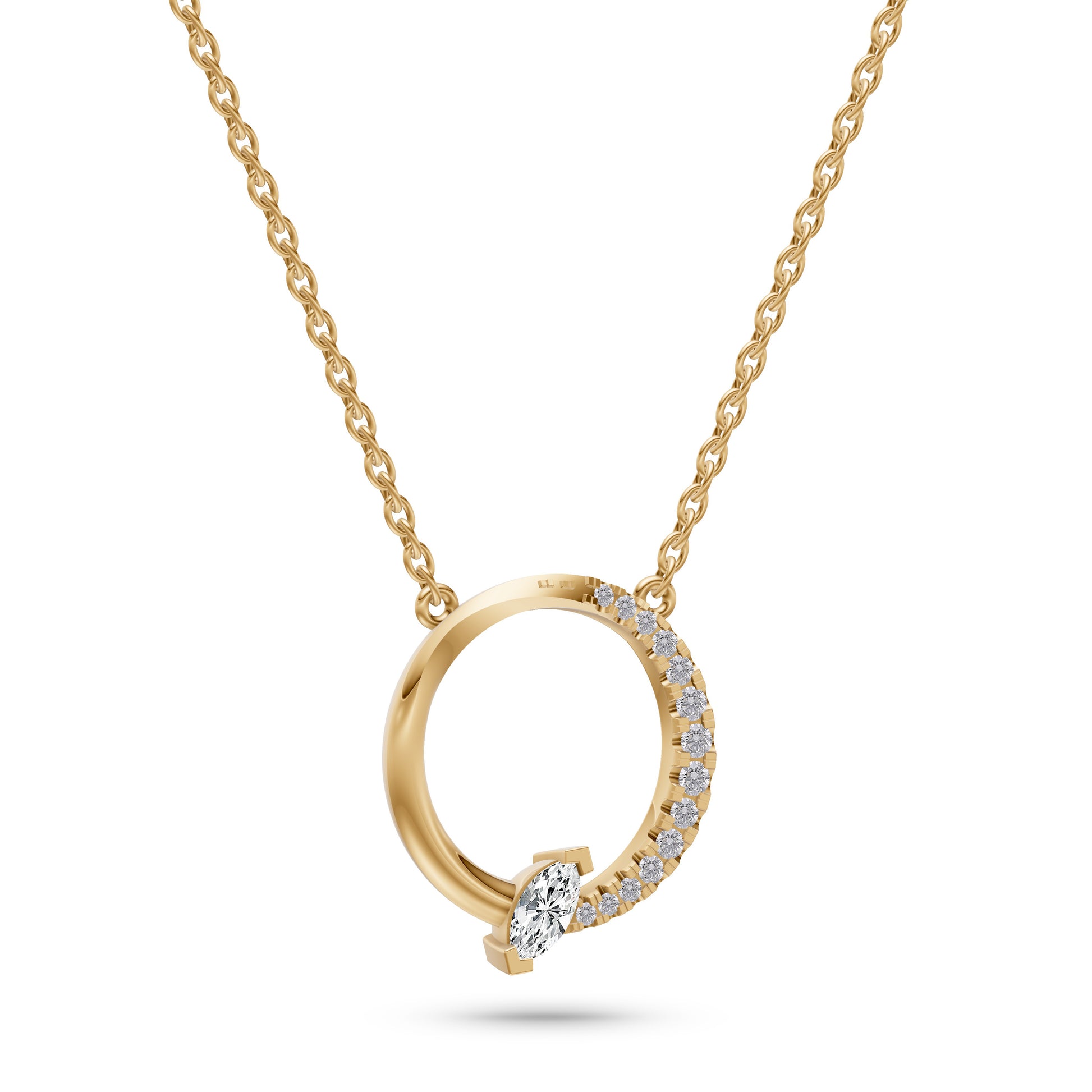 Marquise Diamond Circle Necklace in 14K Gold