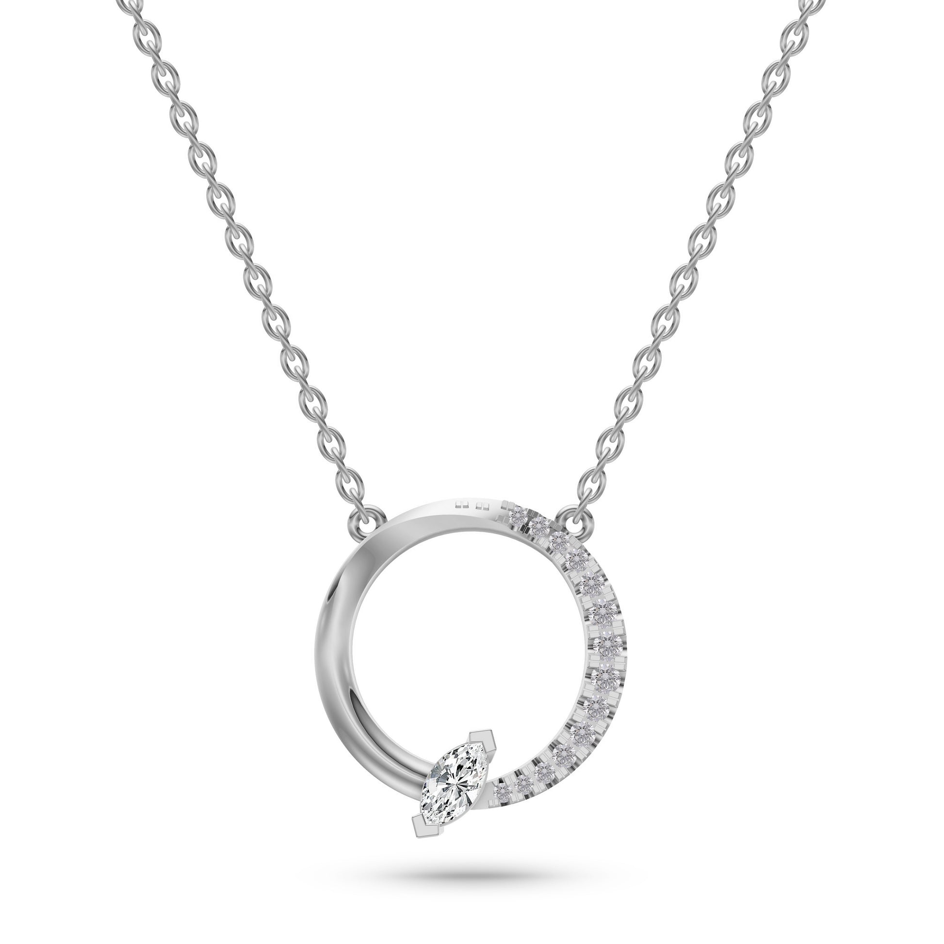 Marquise Diamond Circle Necklace in 14K Gold