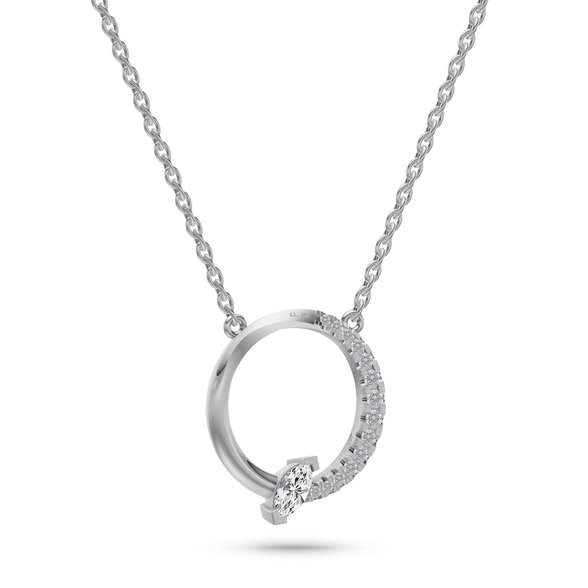 Marquise Diamond Circle Necklace in 14K Gold
