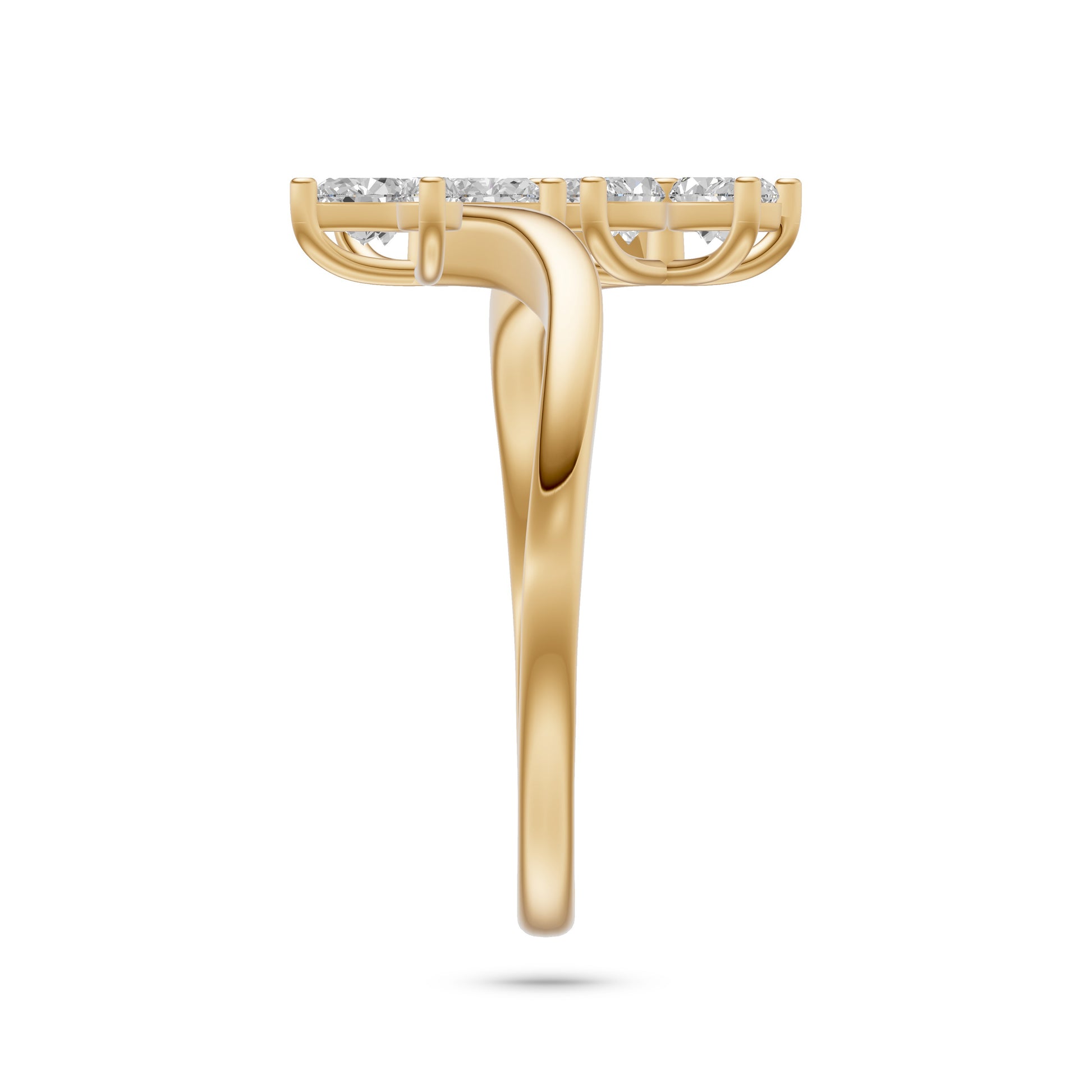 Marquise Diamond Double Flower Ring In 14K Gold