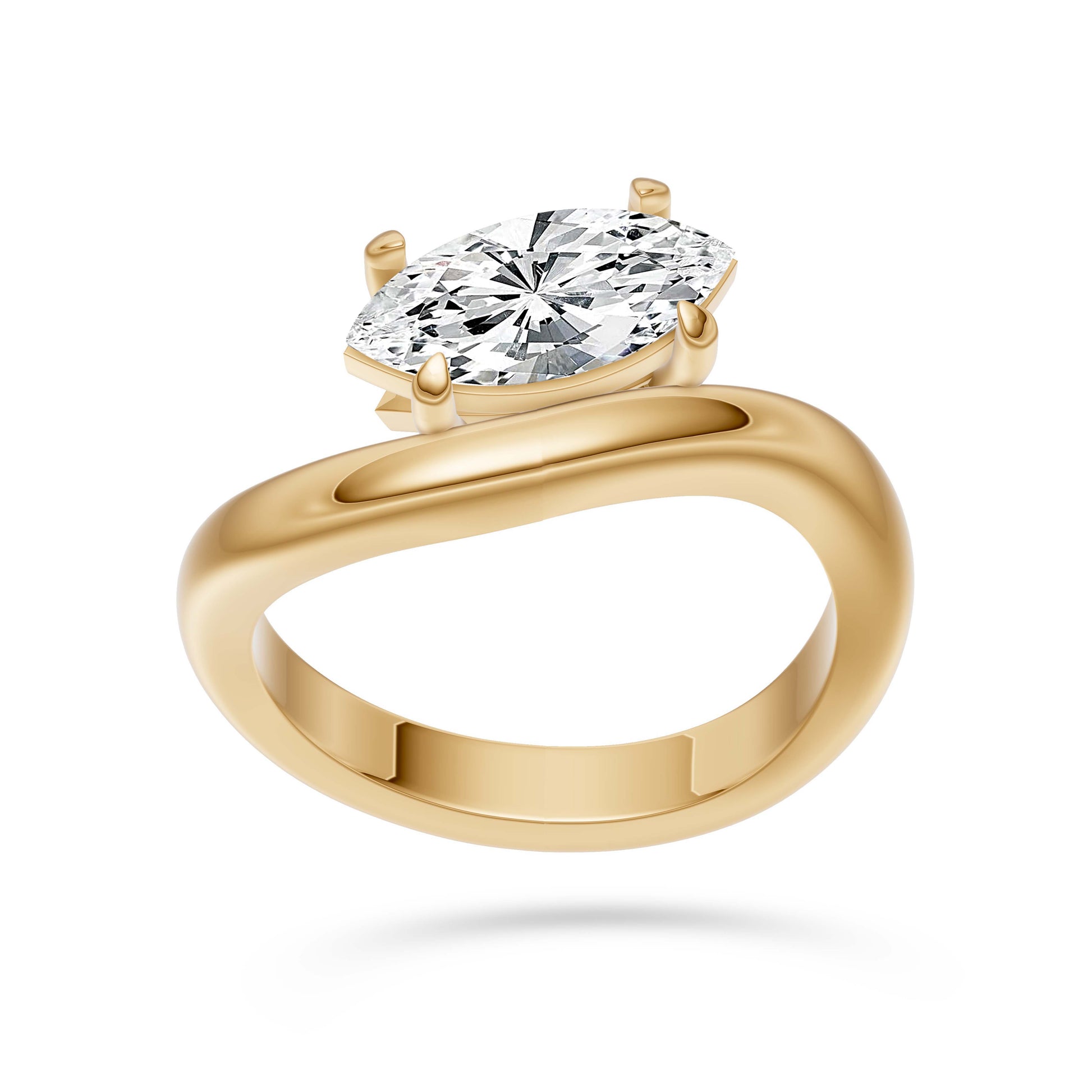 Marquise Diamond Solitaire Ring in 14K Gold