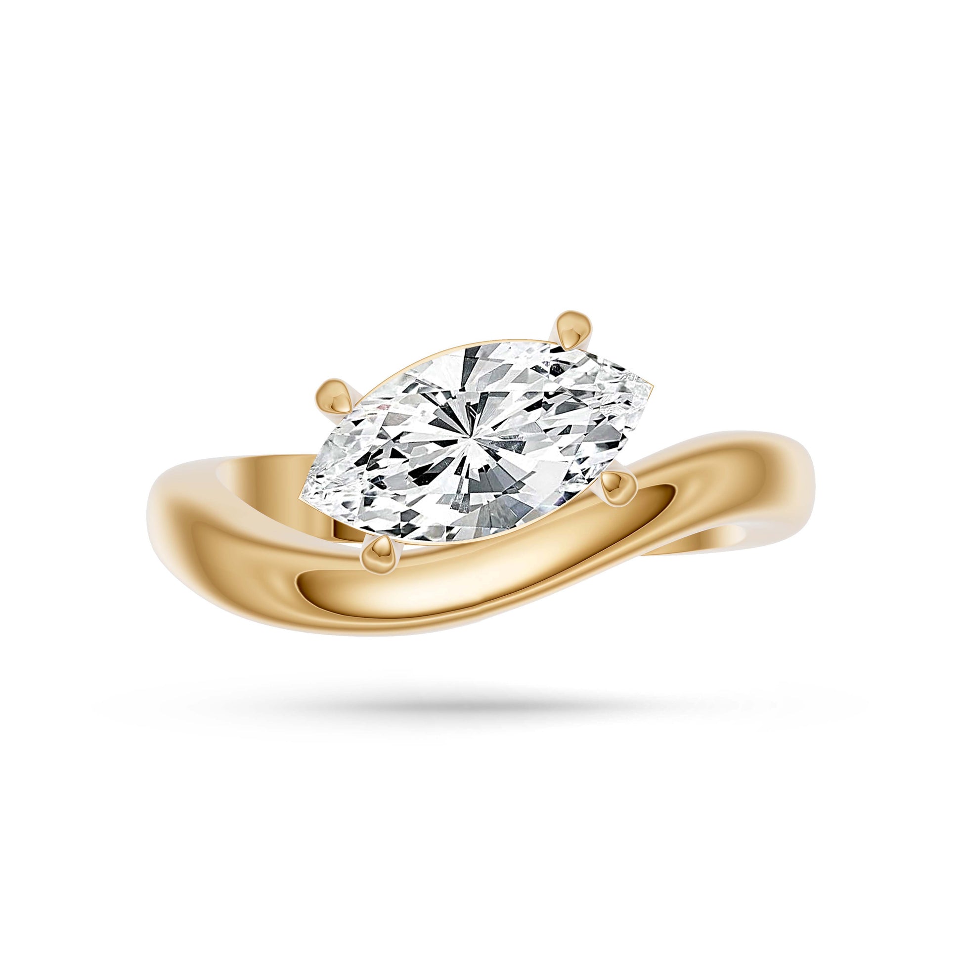Marquise Diamond Solitaire Ring in 14K Gold