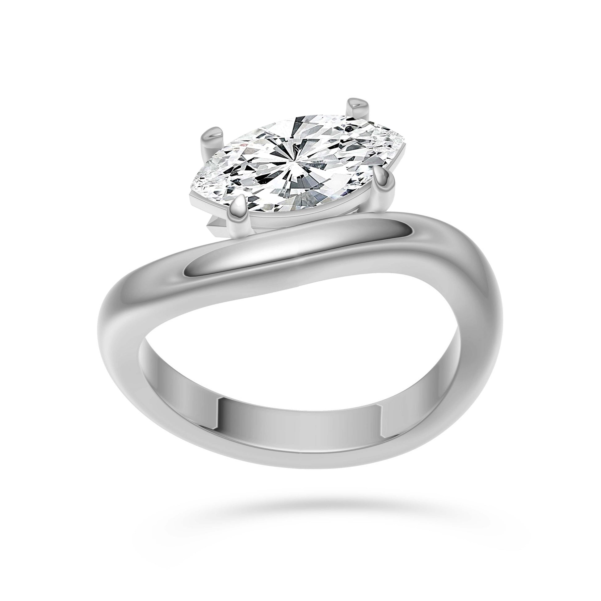 Marquise Diamond Solitaire Ring in 14K Gold