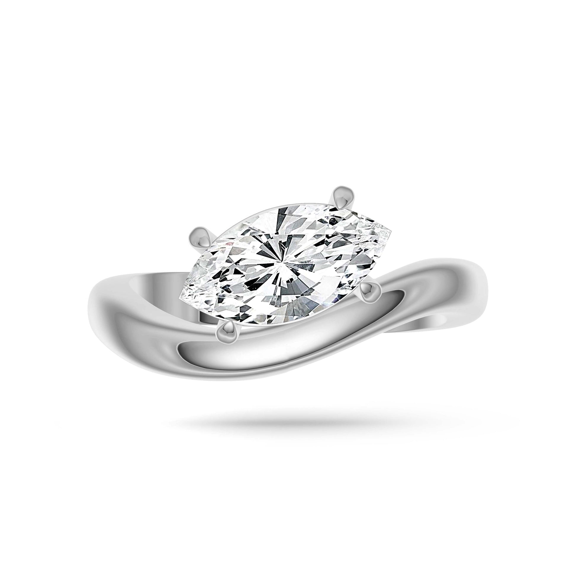 Marquise Diamond Solitaire Ring in 14K Gold