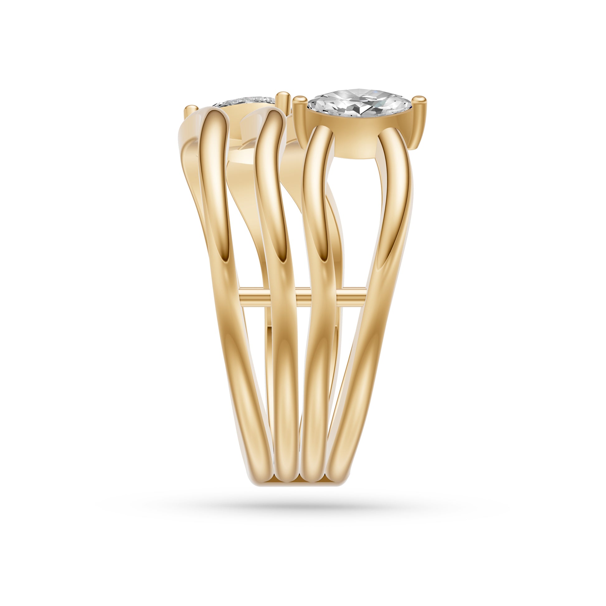 Marquise and Pear Diamond Multi-Band Ring in 14K Gold