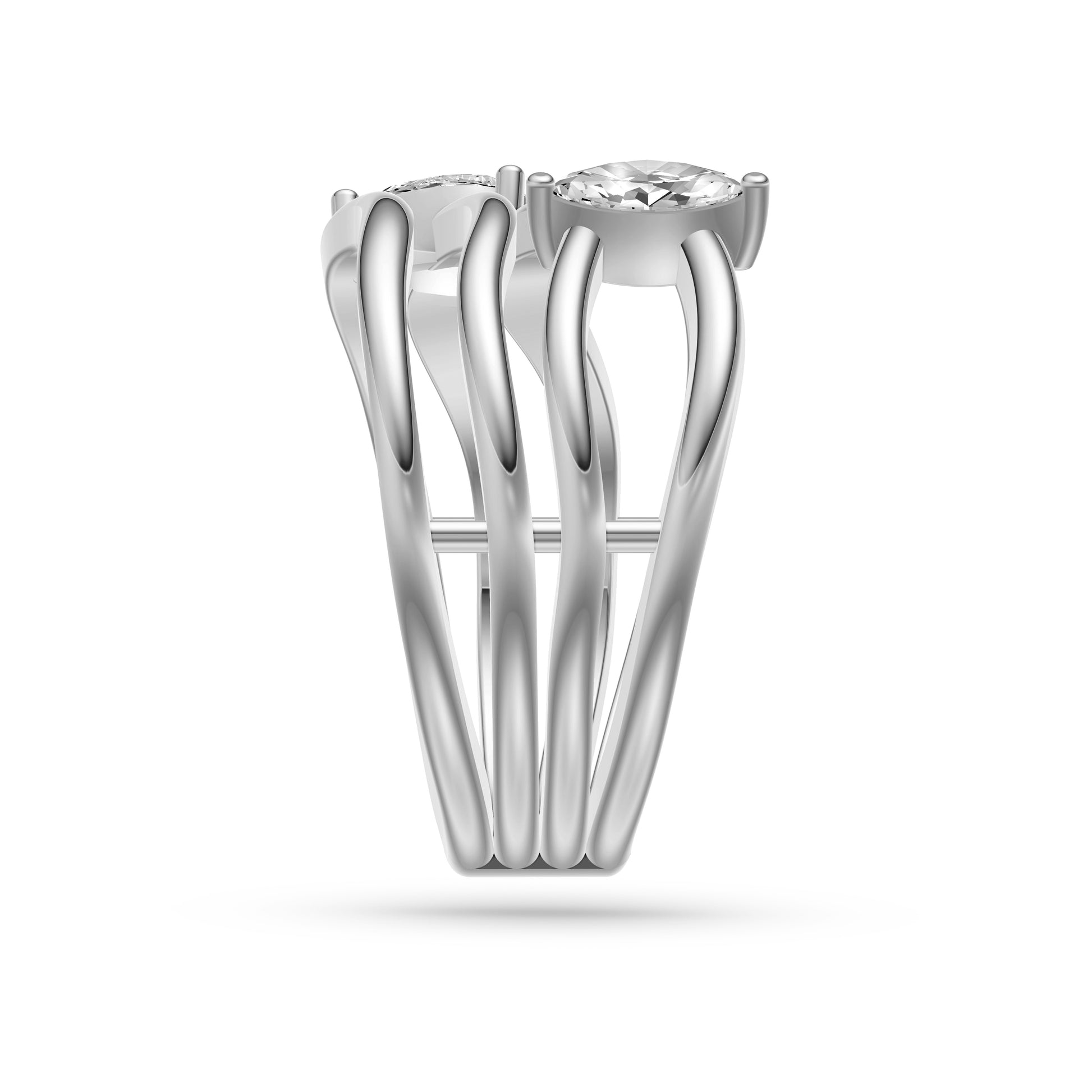 Marquise and Pear Diamond Multi-Band Ring in 14K Gold