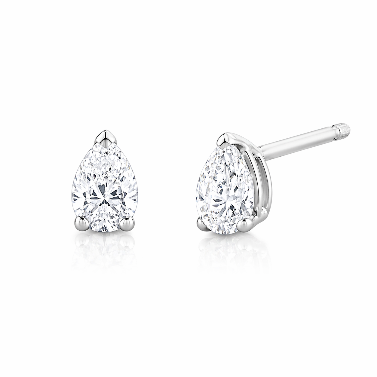 Pear Natural Diamond Stud Earrings in 14K Gold