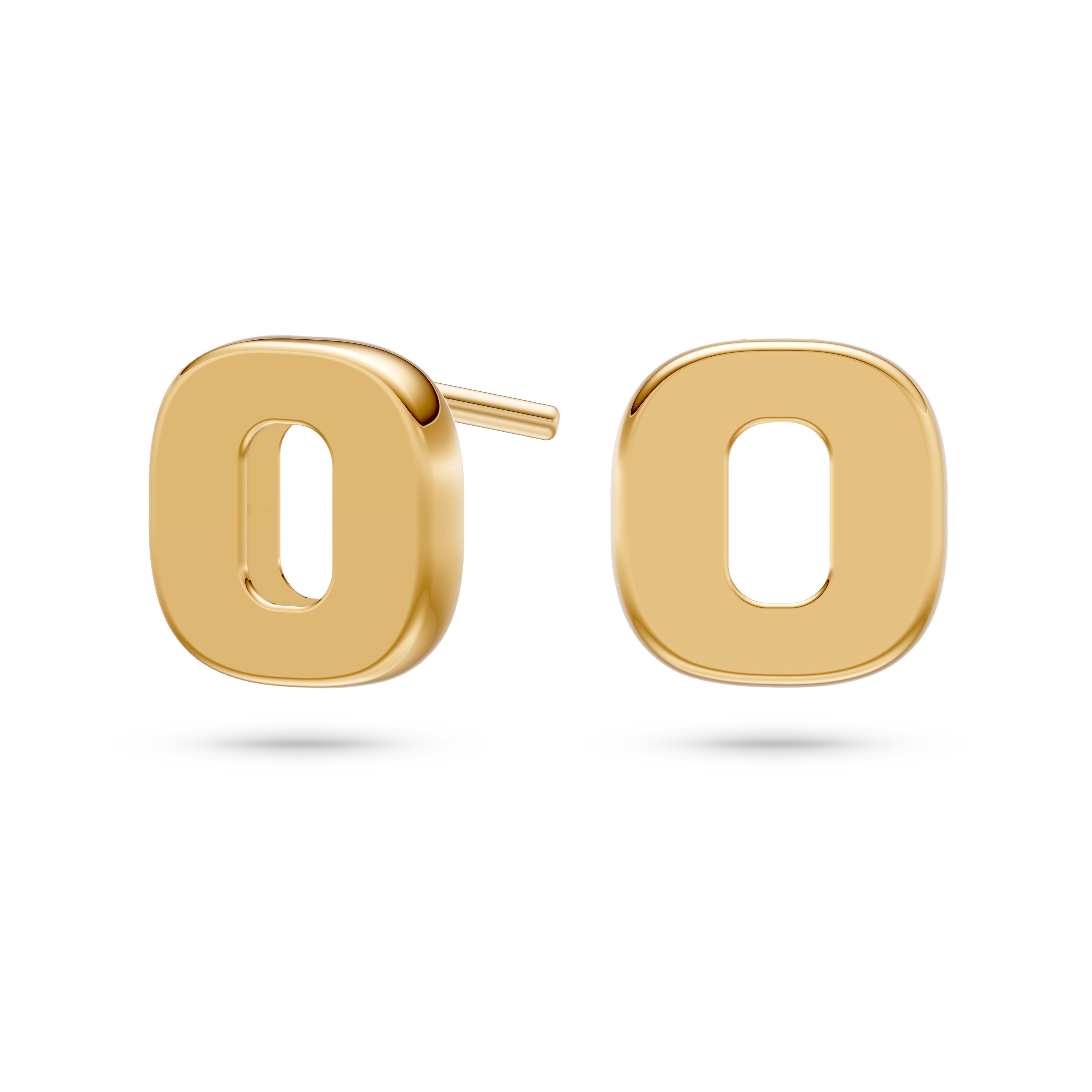 Modern Oval Cutout Stud Earrings in 14K Gold