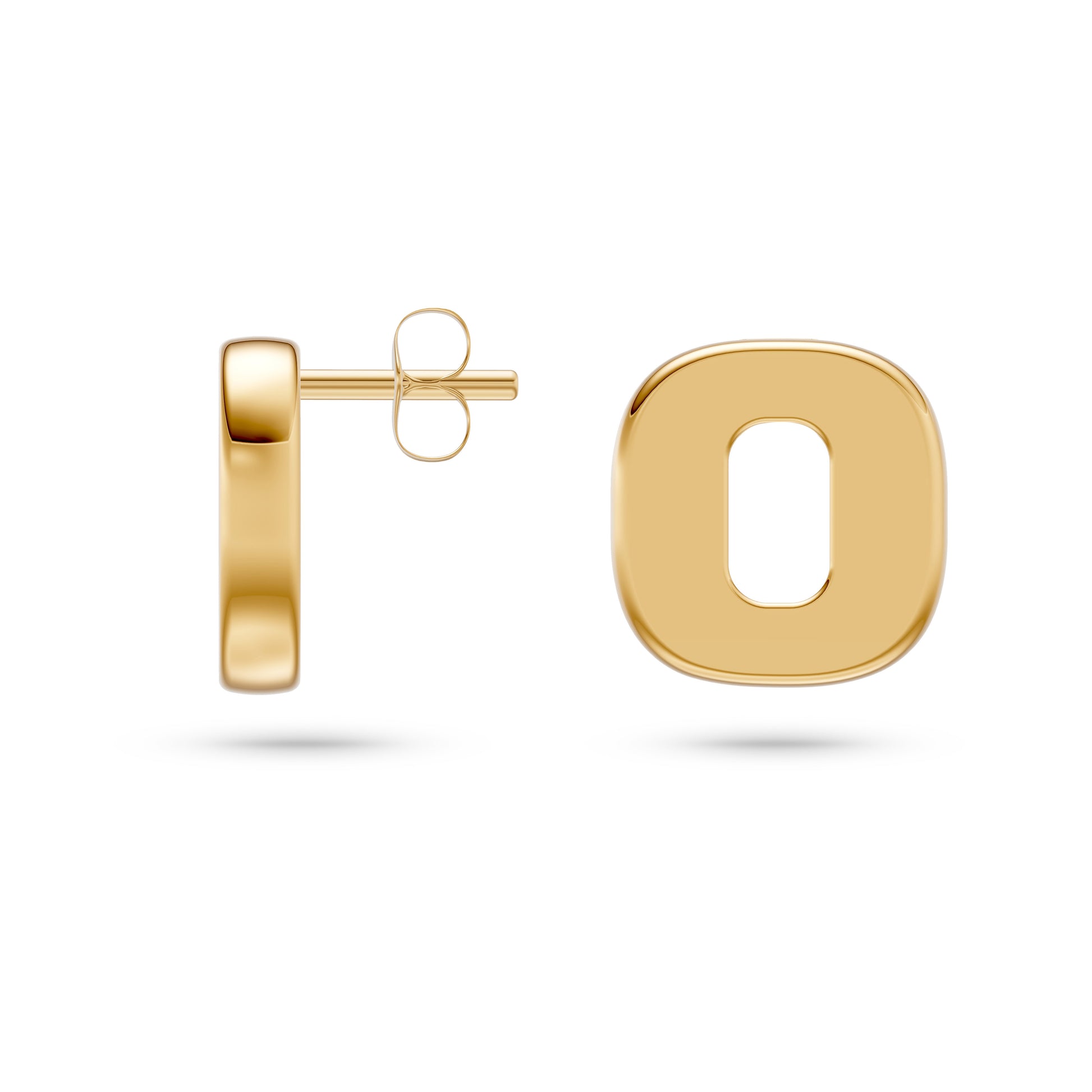 Modern Oval Cutout Stud Earrings in 14K Gold