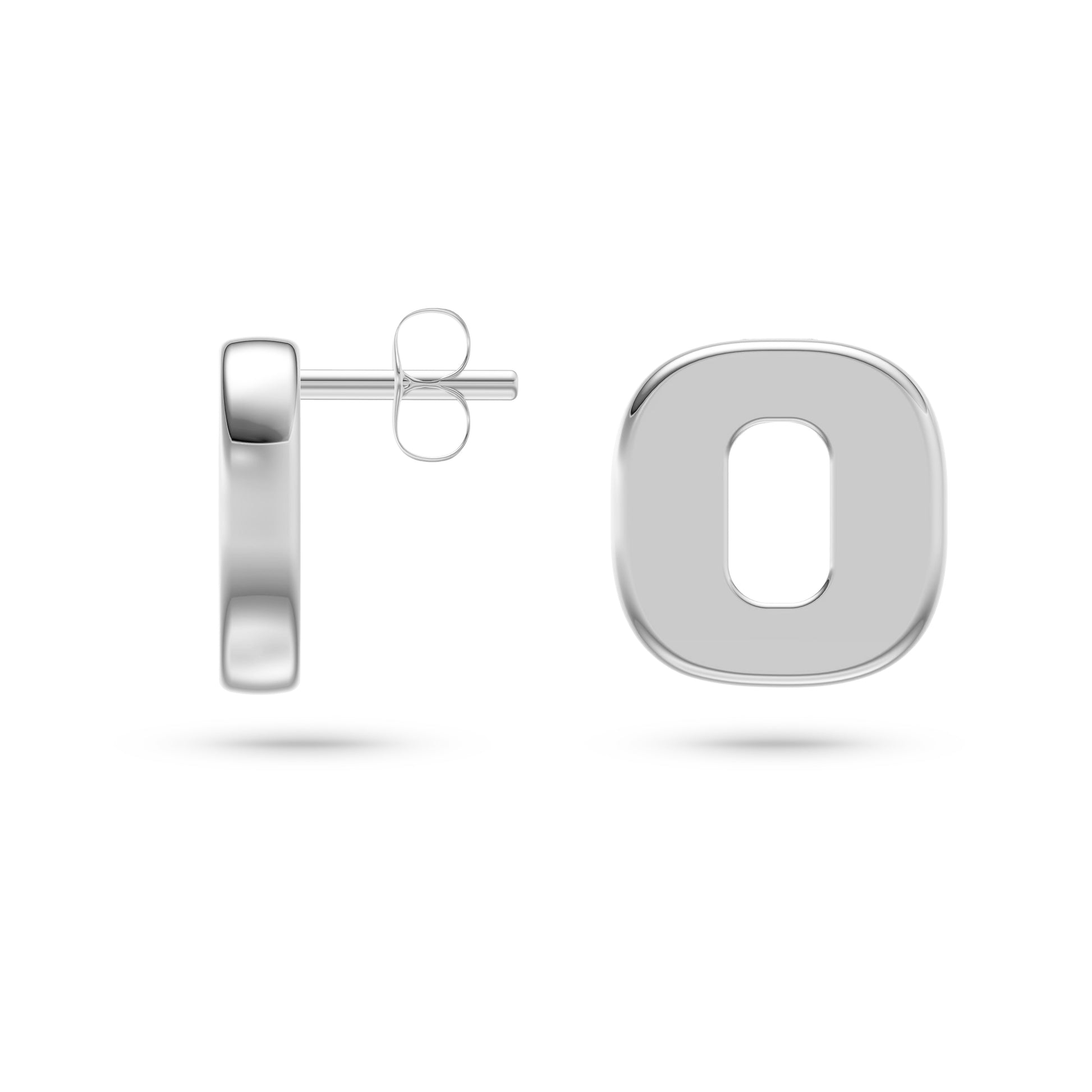 Modern Oval Cutout Stud Earrings in 14K Gold