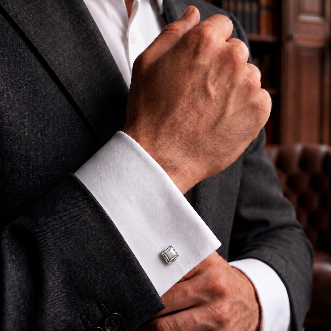 Monarch Square Cufflinks in Sterling Silver