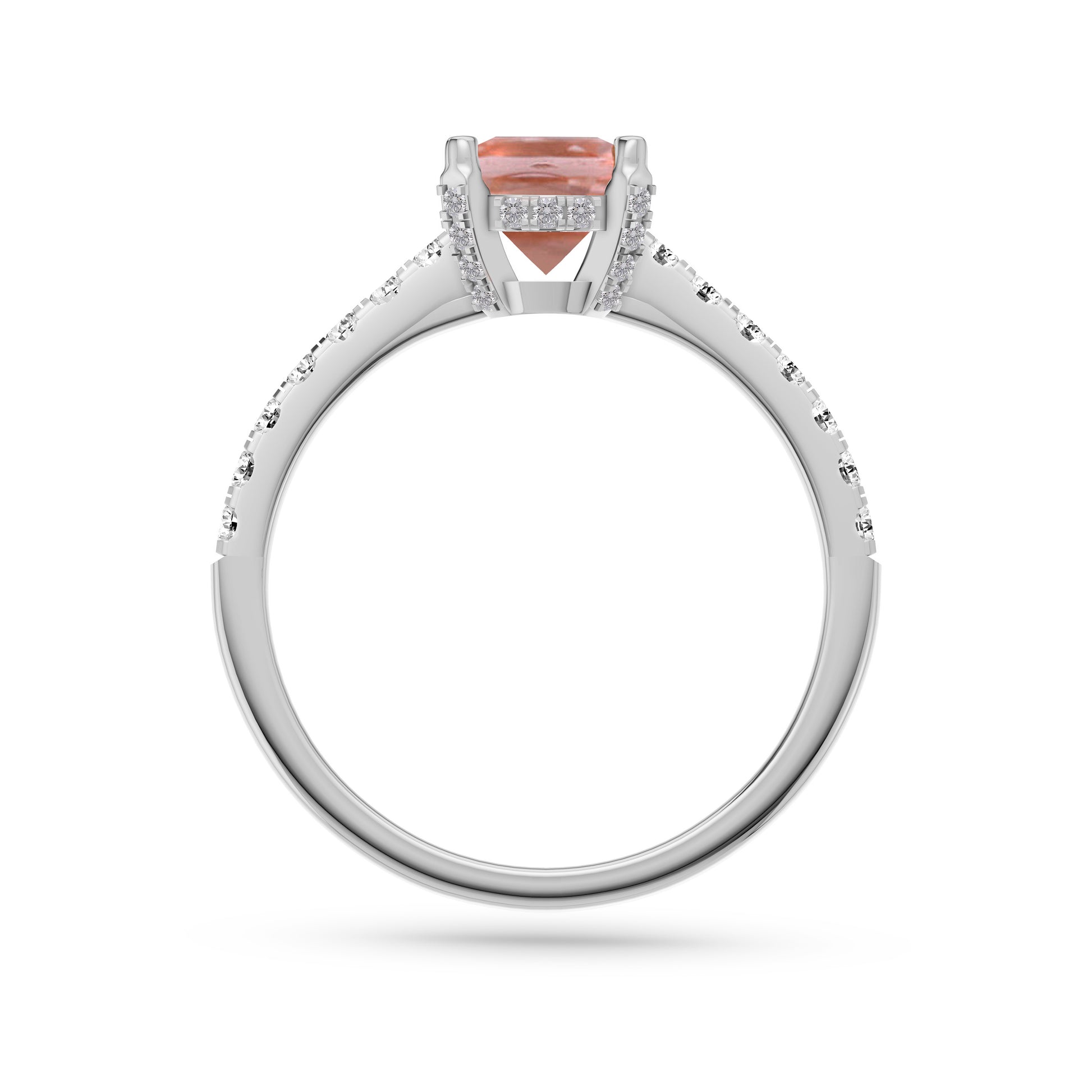 Morganite Oval Shaped Diamond Ring In 14K Gold