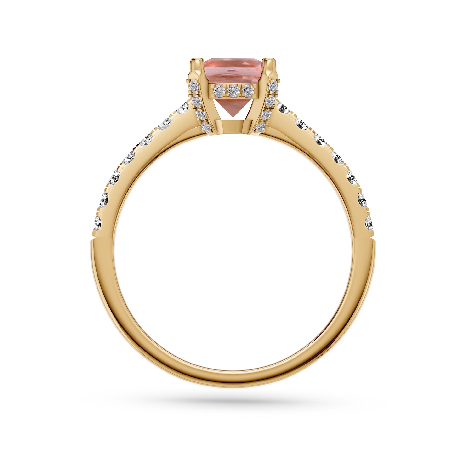 Morganite Oval Shaped Diamond Ring In 14K Gold