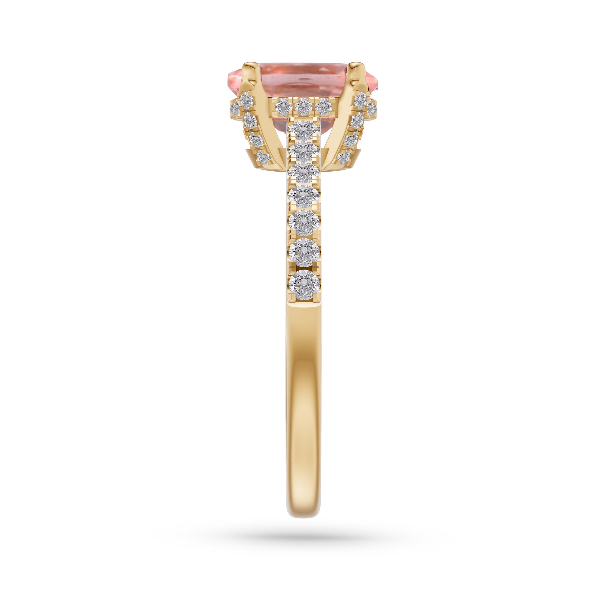 Morganite Oval Shaped Diamond Ring In 14K Gold