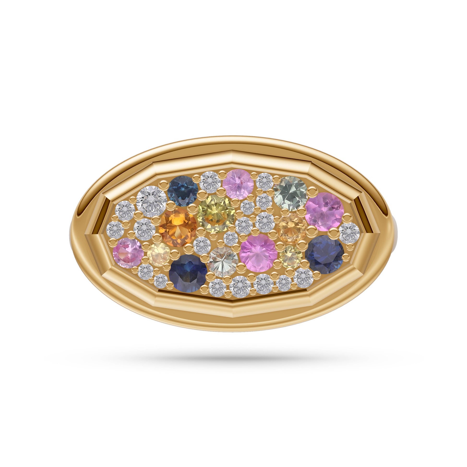 Multi-Sapphire and Diamond Confetti Ring in 14K Gold