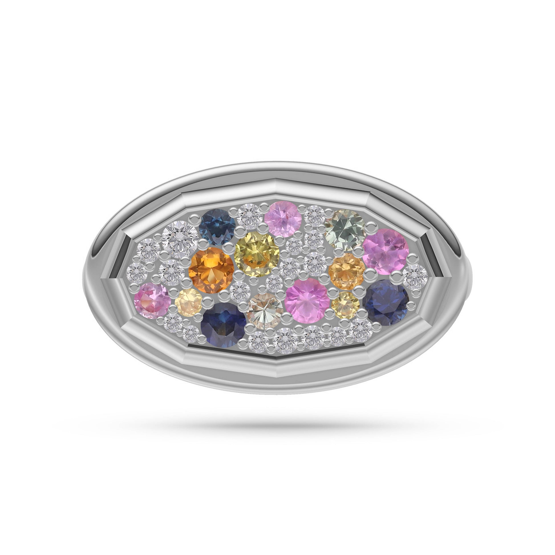 Multi-Sapphire and Diamond Confetti Ring in 14K Gold