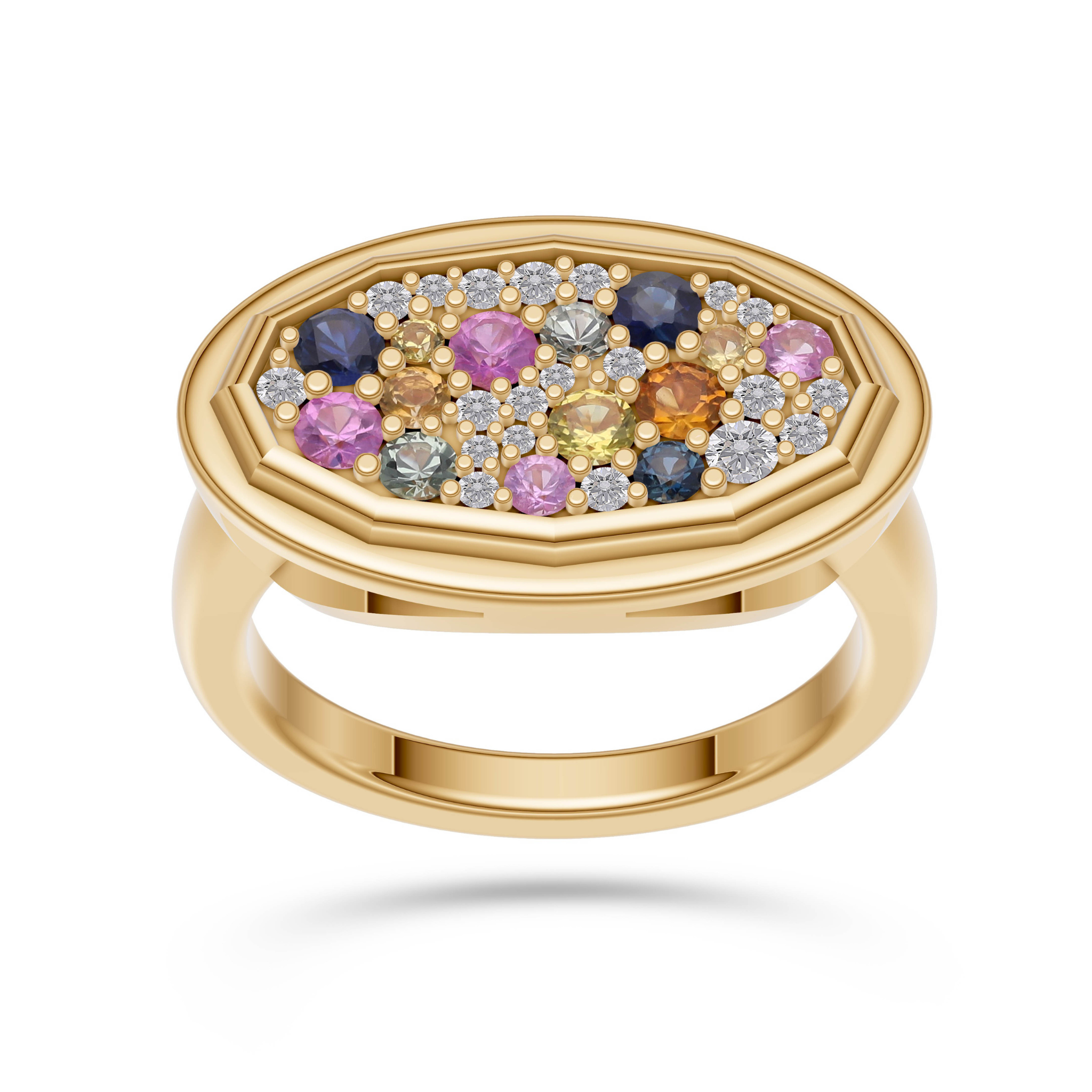Multi-Sapphire and Diamond Confetti Ring in 14K Gold