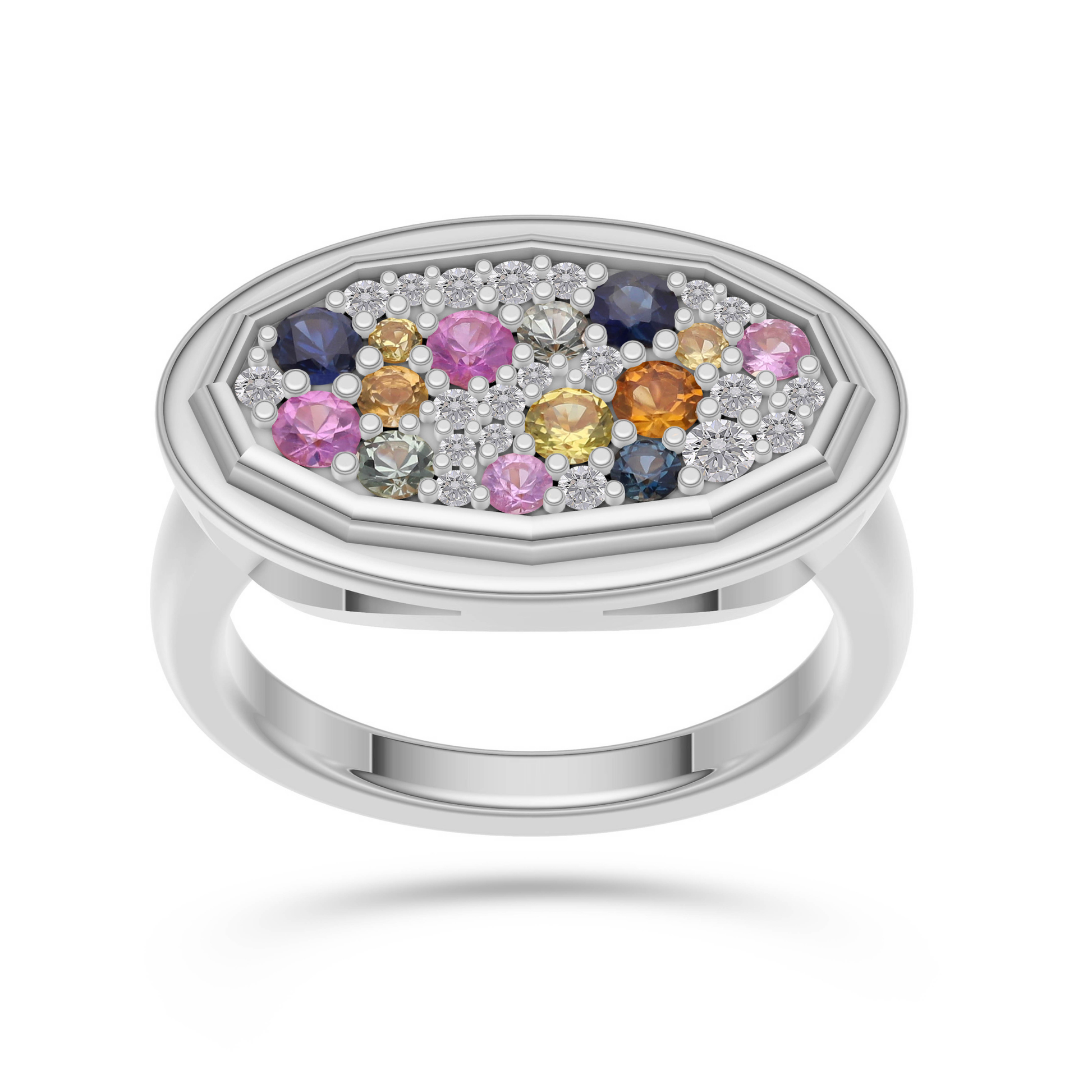 Multi-Sapphire and Diamond Confetti Ring in 14K Gold
