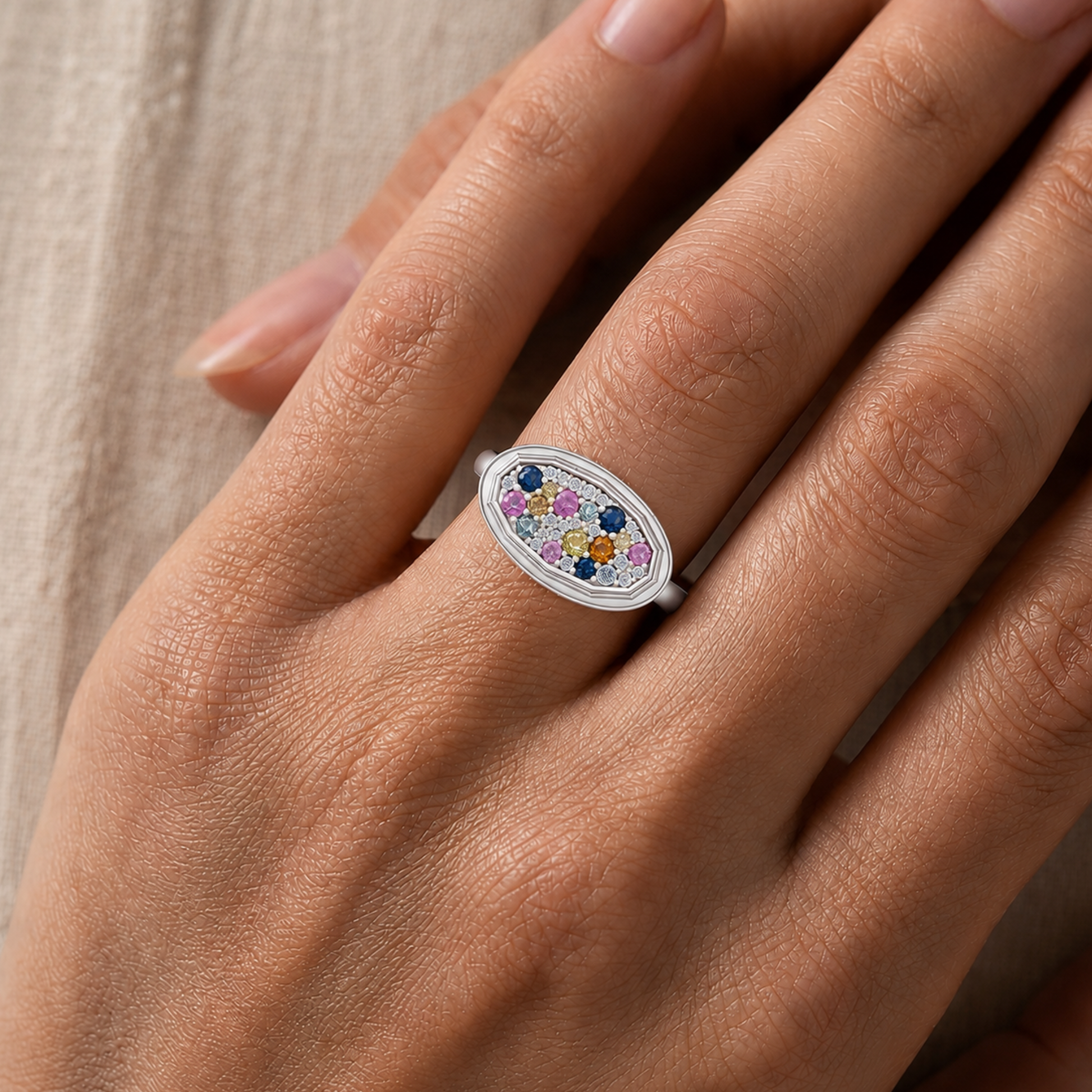 Multi-Sapphire and Diamond Confetti Ring in 14K Gold