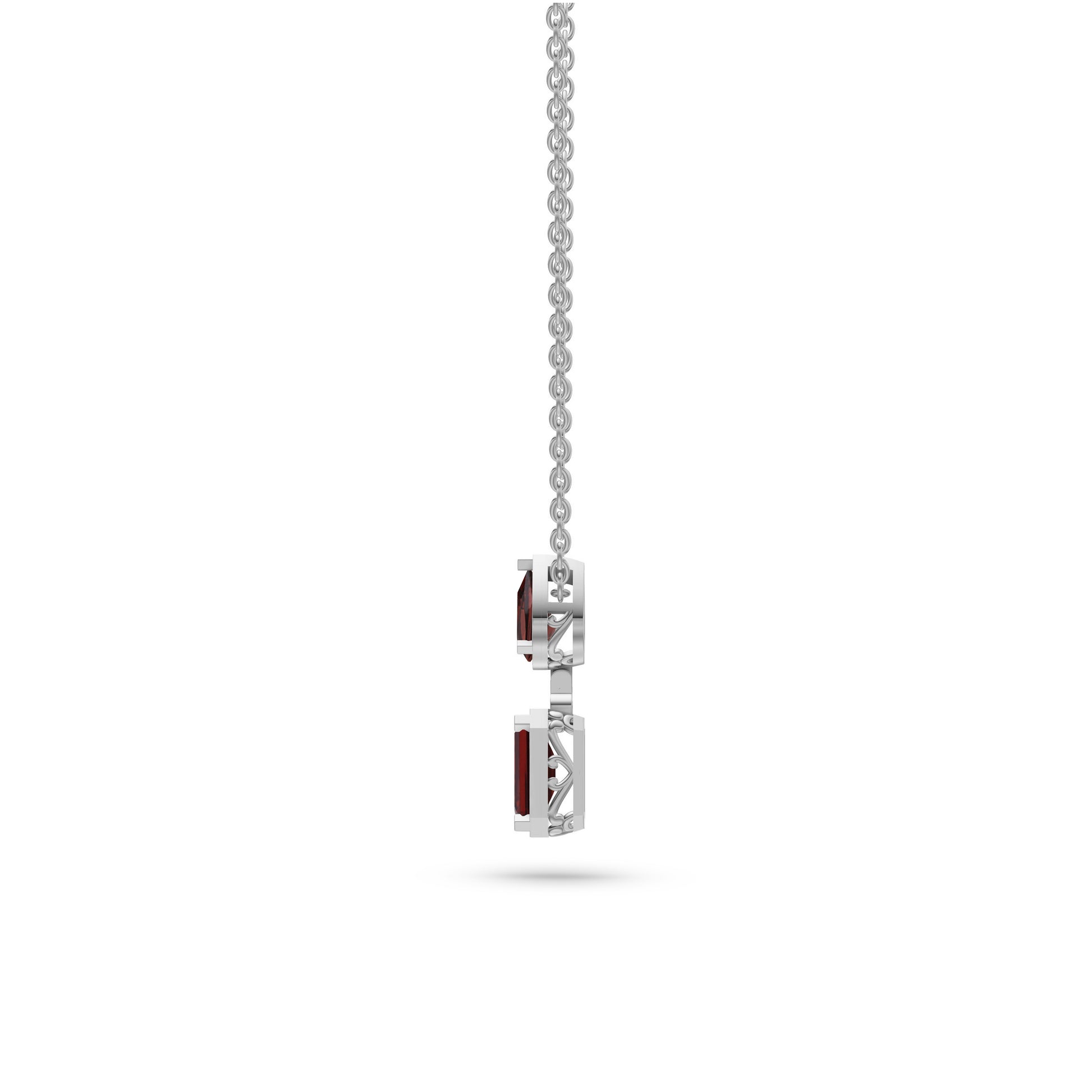 Multi Shape Garnet Pendant Necklace In 14K Gold