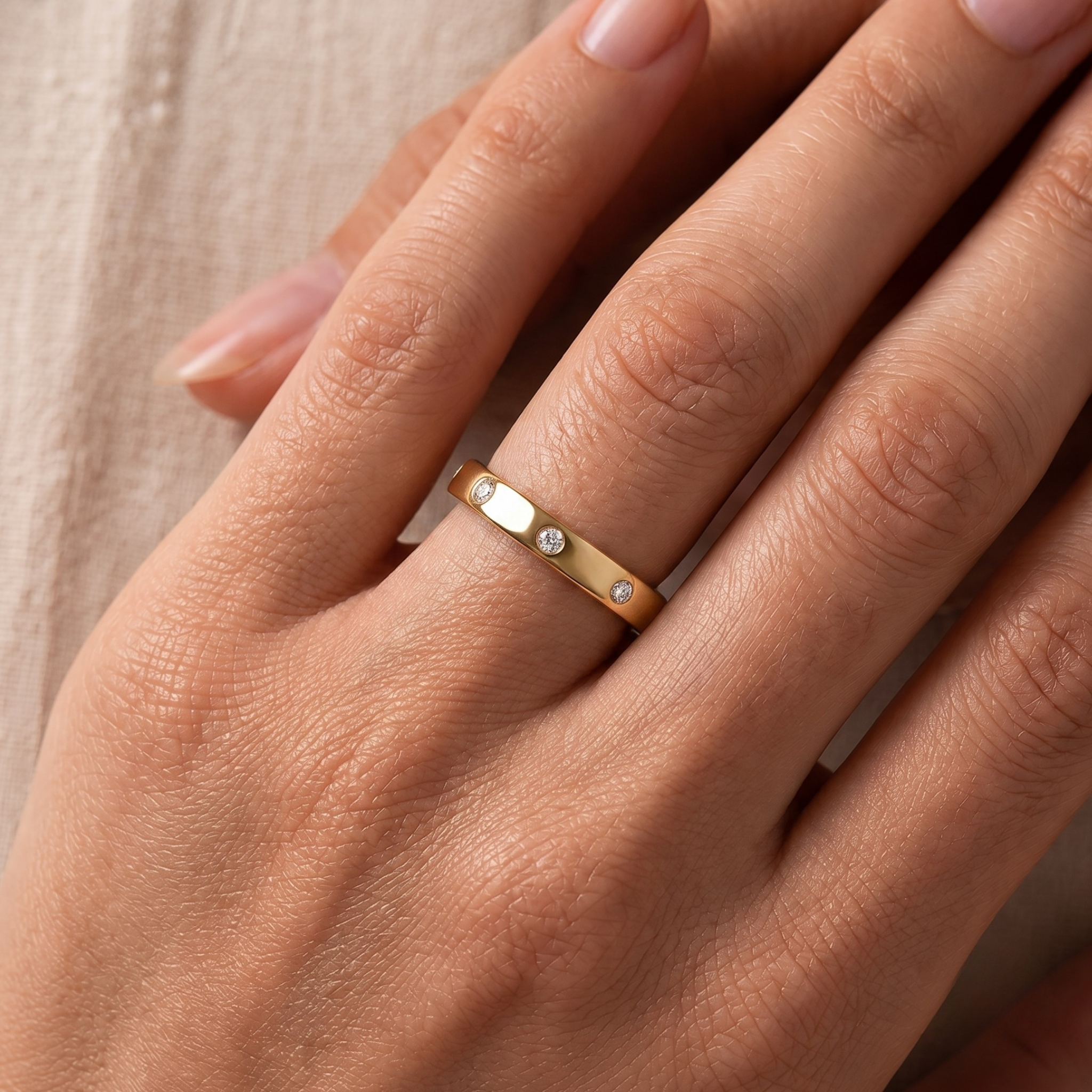 Diamond Orbit Band Ring in 14K Gold