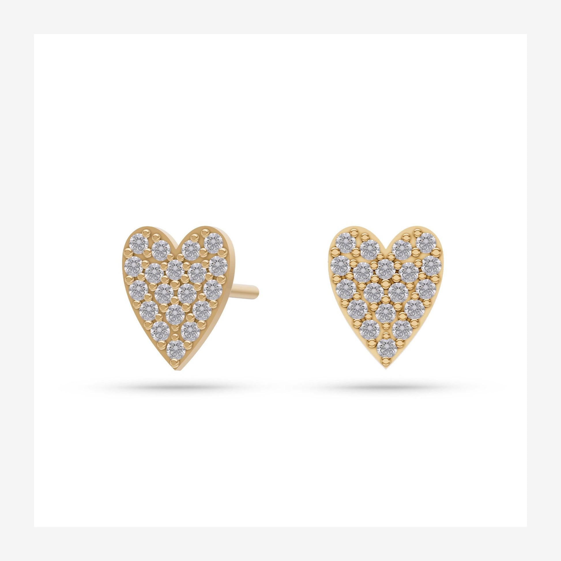 Natural Diamond Heart Shaped Earrings in 14K Gold