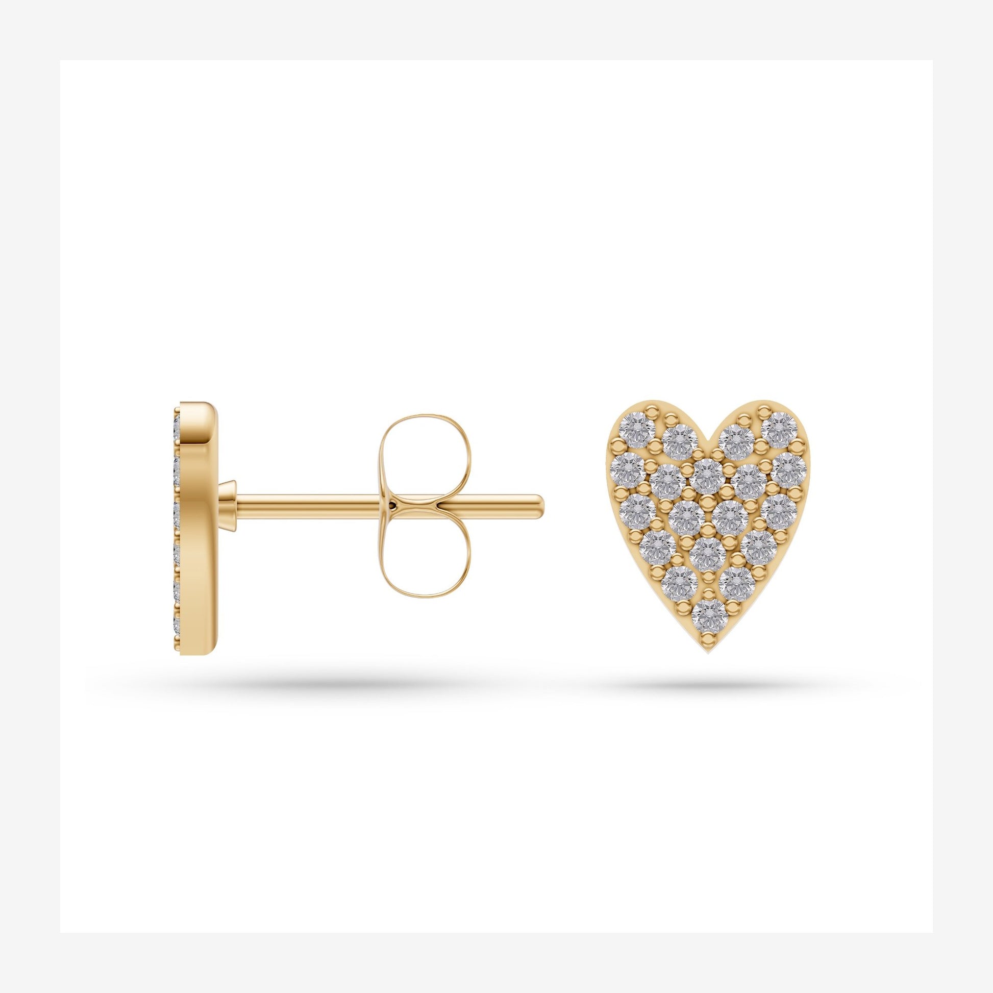 Natural Diamond Heart Shaped Earrings in 14K Gold