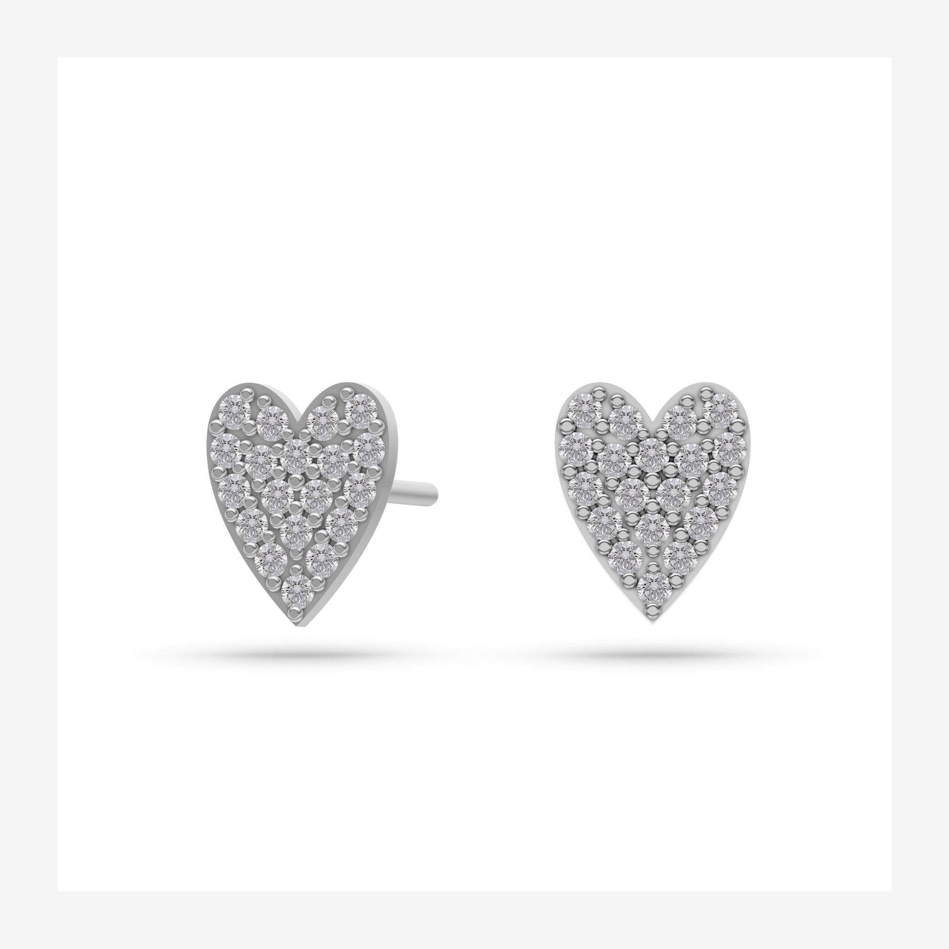 Natural Diamond Heart Shaped Earrings in 14K Gold